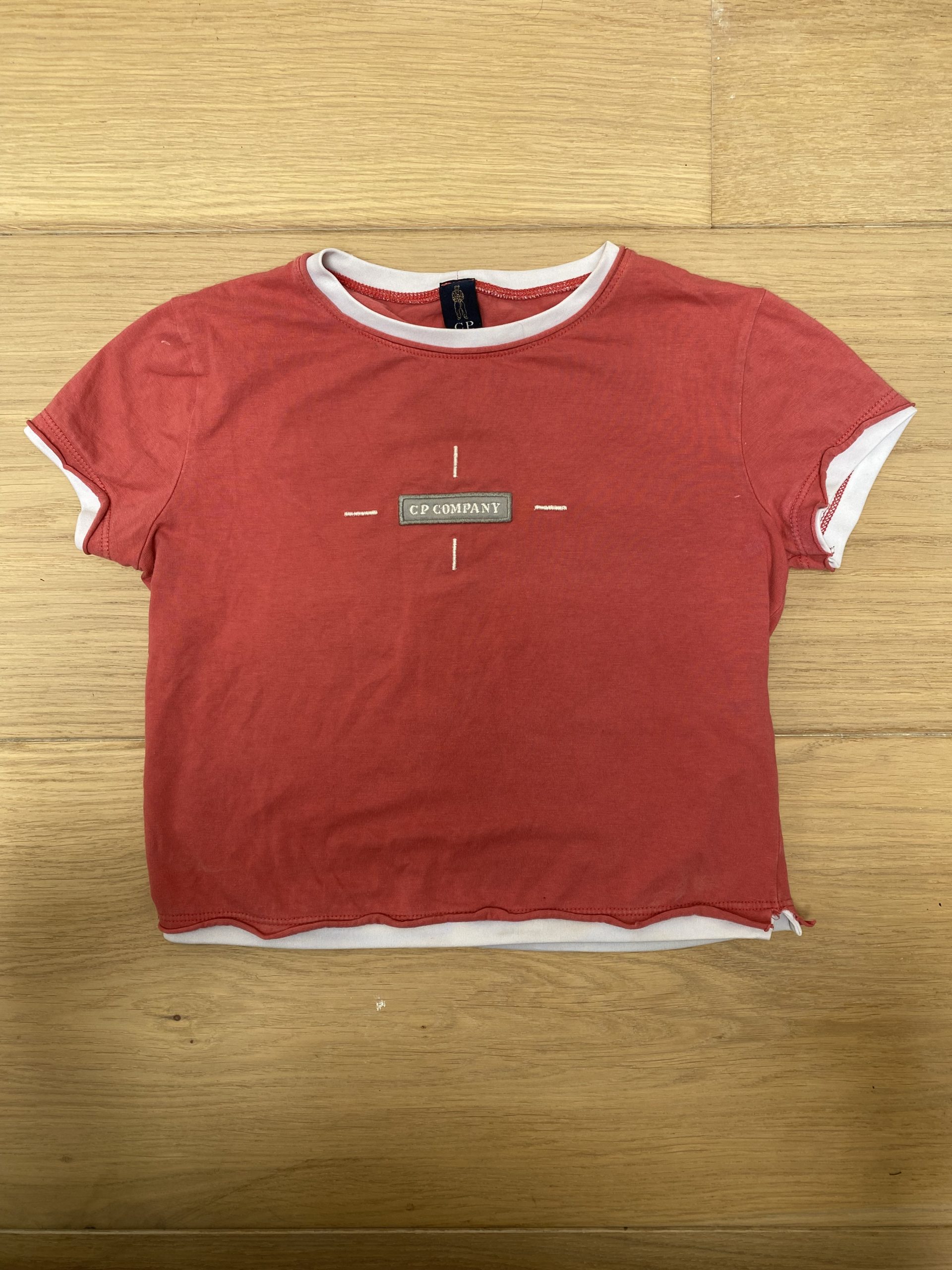 CP Company Red & White Crop T-Shirt Small Baby Tee image 2