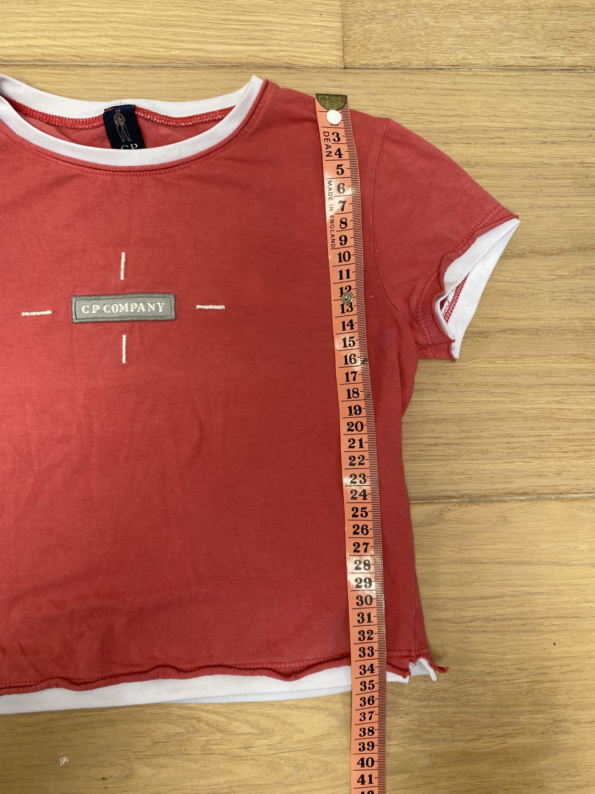 CP Company Red & White Crop T-Shirt Small Baby Tee image 3