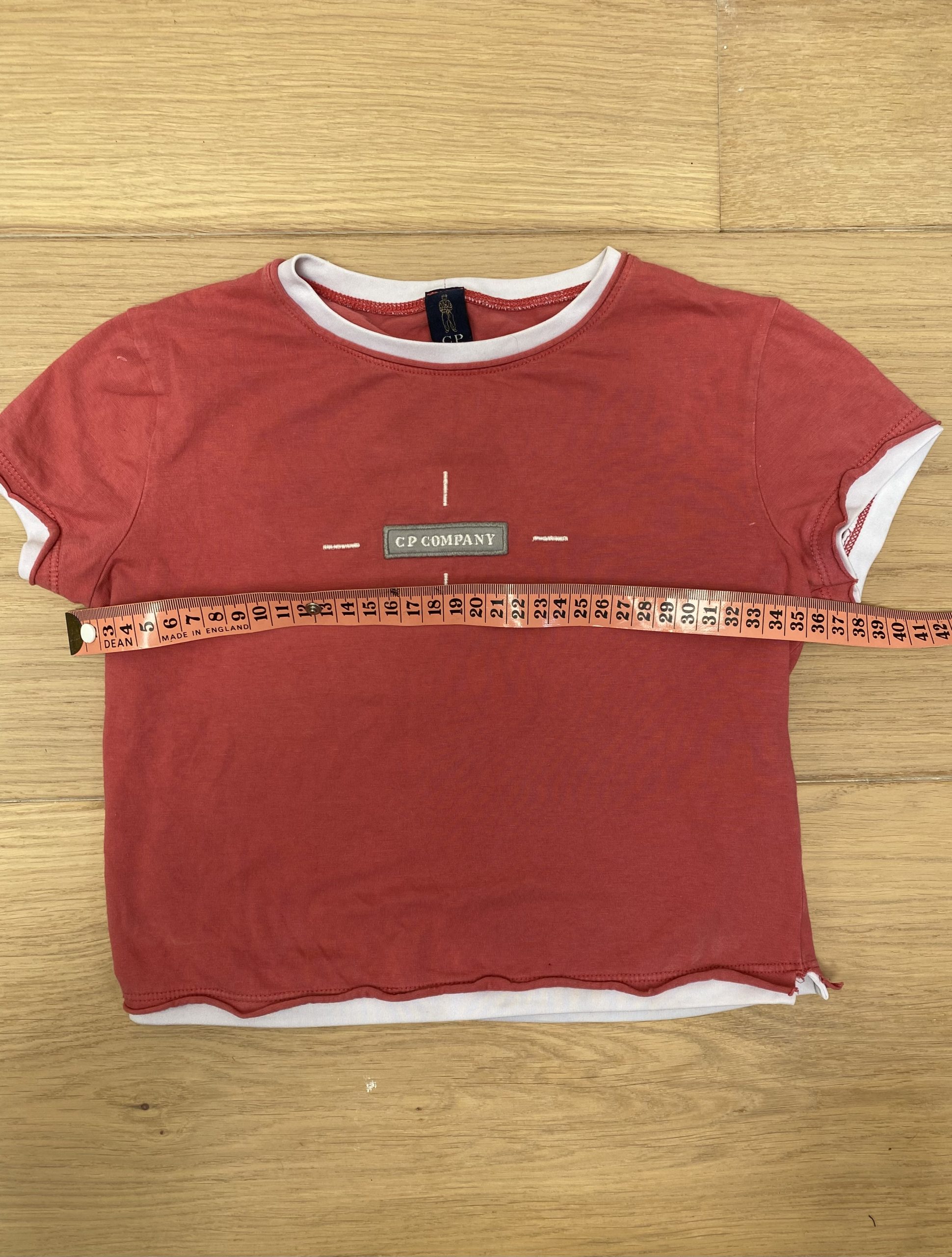 CP Company Red & White Crop T-Shirt Small Baby Tee image 4