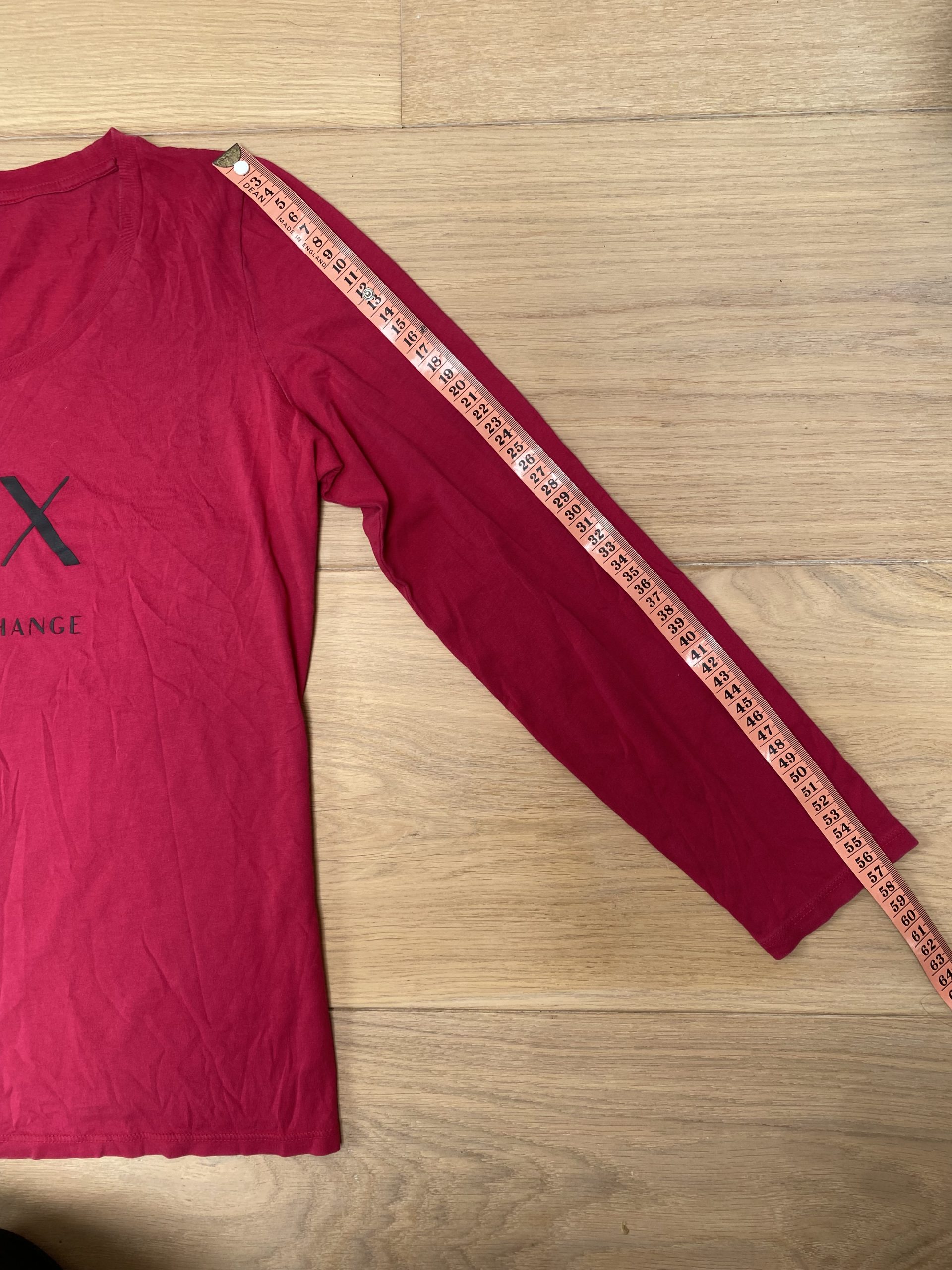 Armani Exchange Red Long Sleeve Logo Butterfly Top Size XL image 3