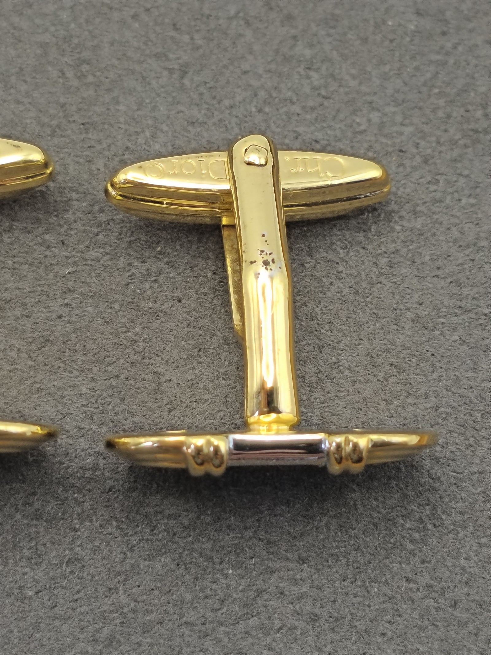 Christian Dior Gold & Silver Tone Logo Cufflinks Men Classic image 8