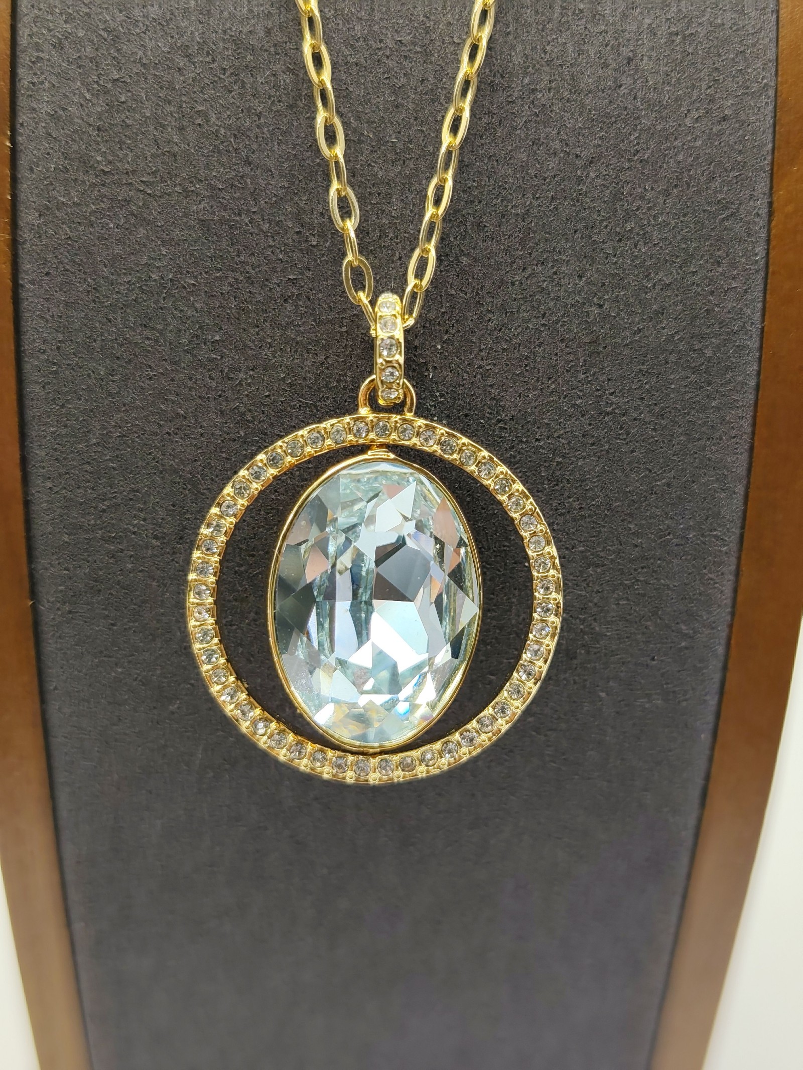 Swarovski Gold tone & Clear Crystal Pendant Necklace Women image 6