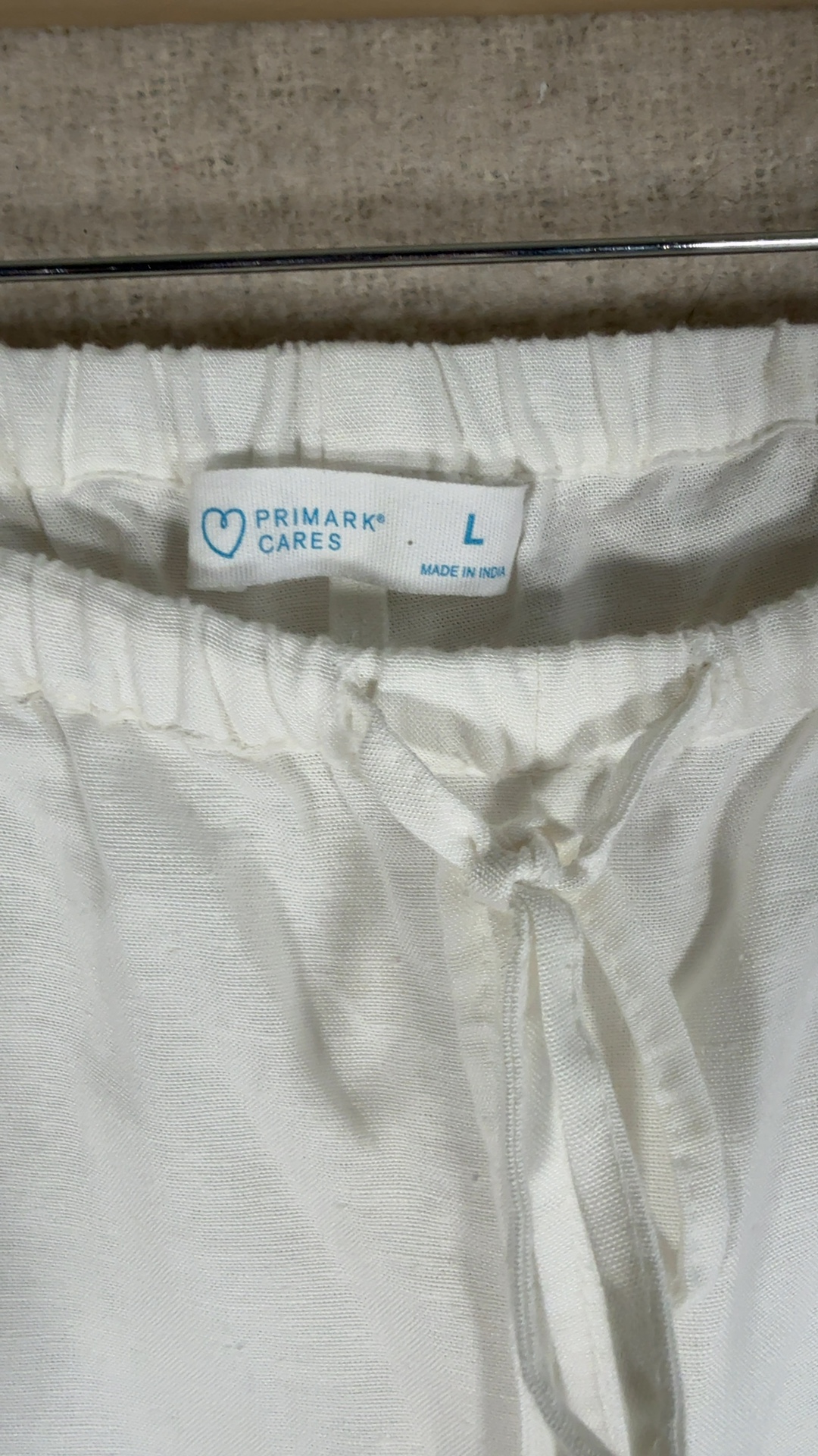 Primark White Linen Blend Wide Leg Trousers Large Relaxed Fit Elastic Waist image 2