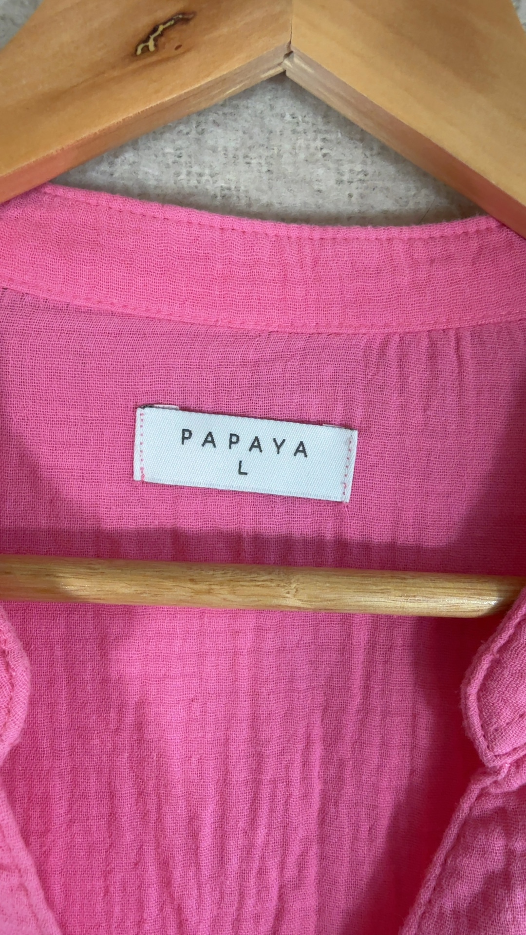 Papaya Pink Button Front Long Sleeve Shirt Large Soft Cotton Lightweight image 2