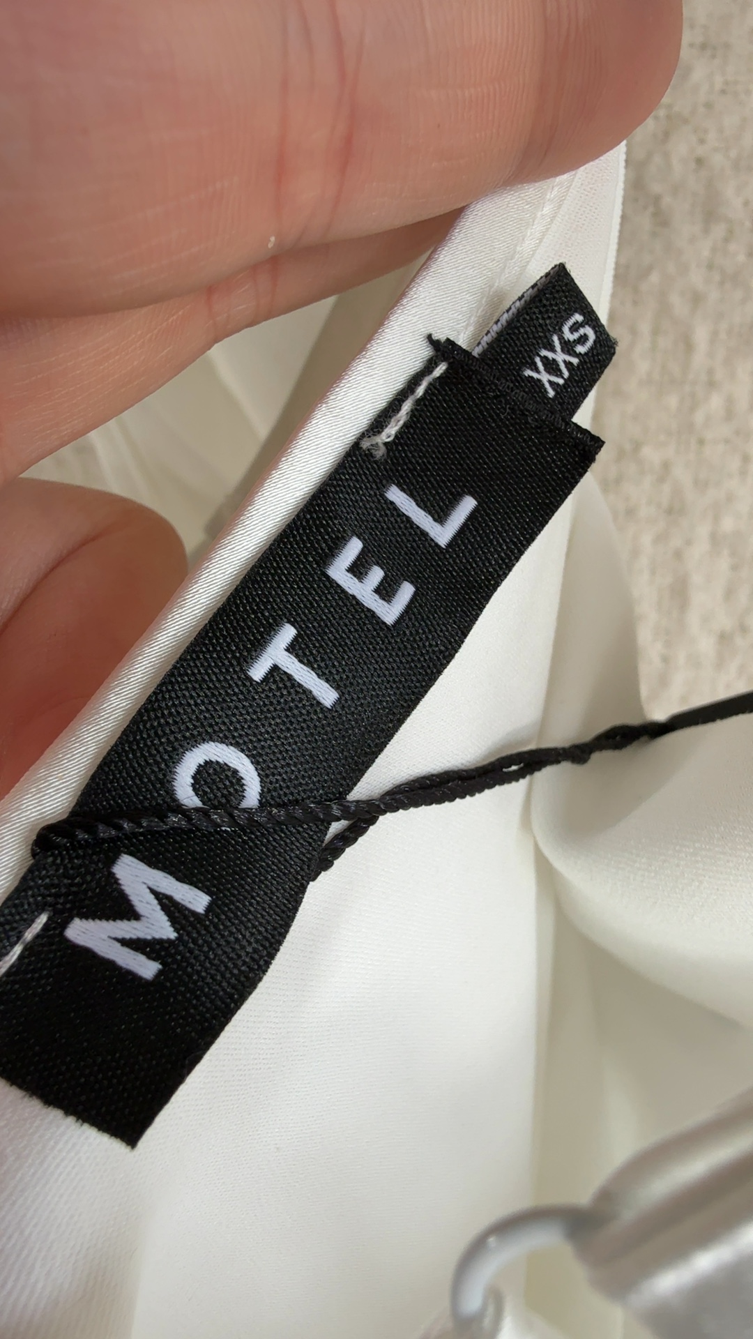 Motel White Satin Slip Dress UK XXS Elegant Spaghetti Straps Tie Waist image 3