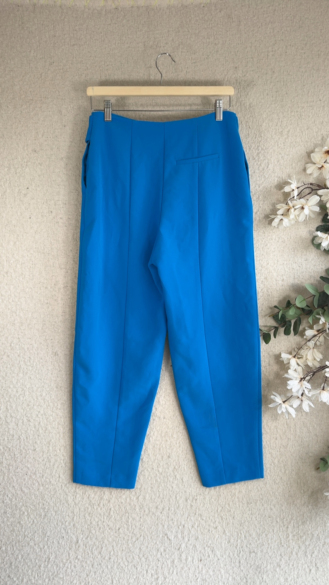Topshop Blue Tapered Belted Trousers UK 10 Stylish Modern Fit image 4