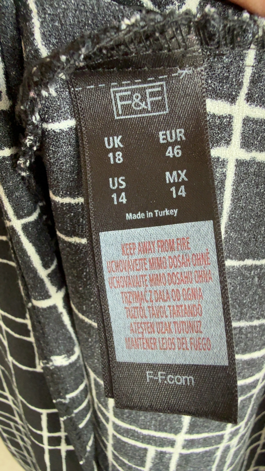 F&F Black & White Grid Print Dress UK 18 Made in Turkey Stylish Casualwear image 7