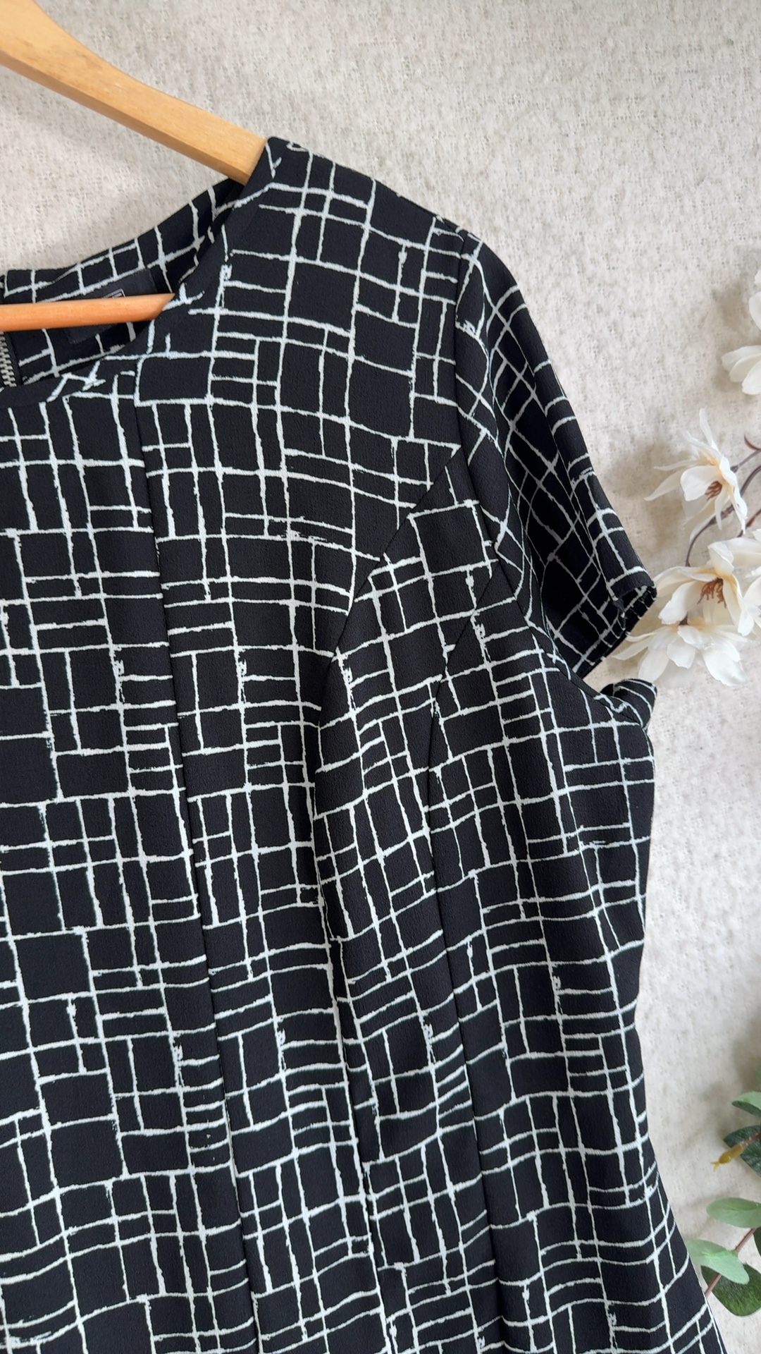 F&F Black & White Grid Print Dress UK 18 Made in Turkey Stylish Casualwear image 3