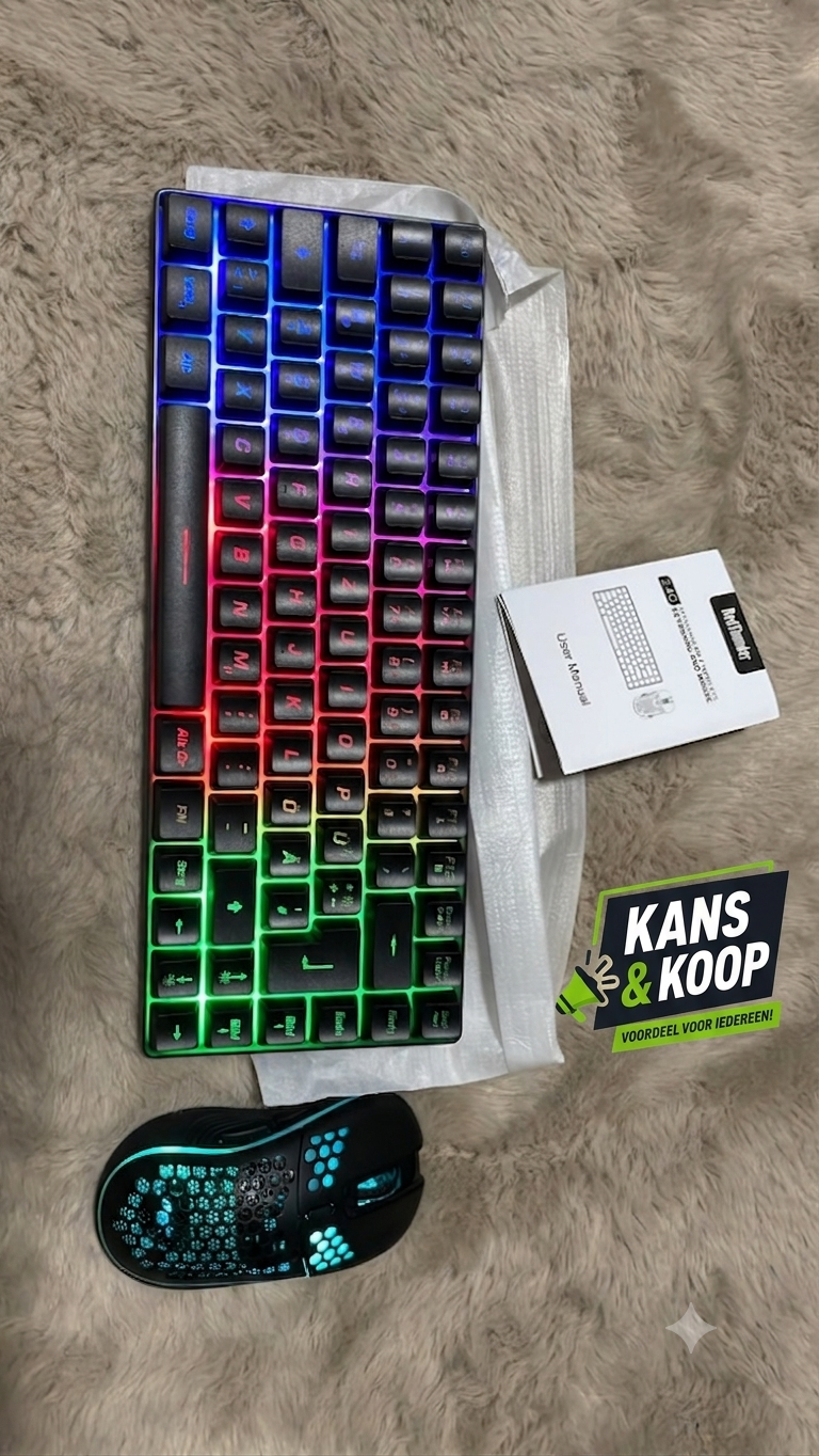 ​NIEUW IN DOOS: Compacte RGB Gaming Set Toetsenbor Honeycomb Muis Bedraad