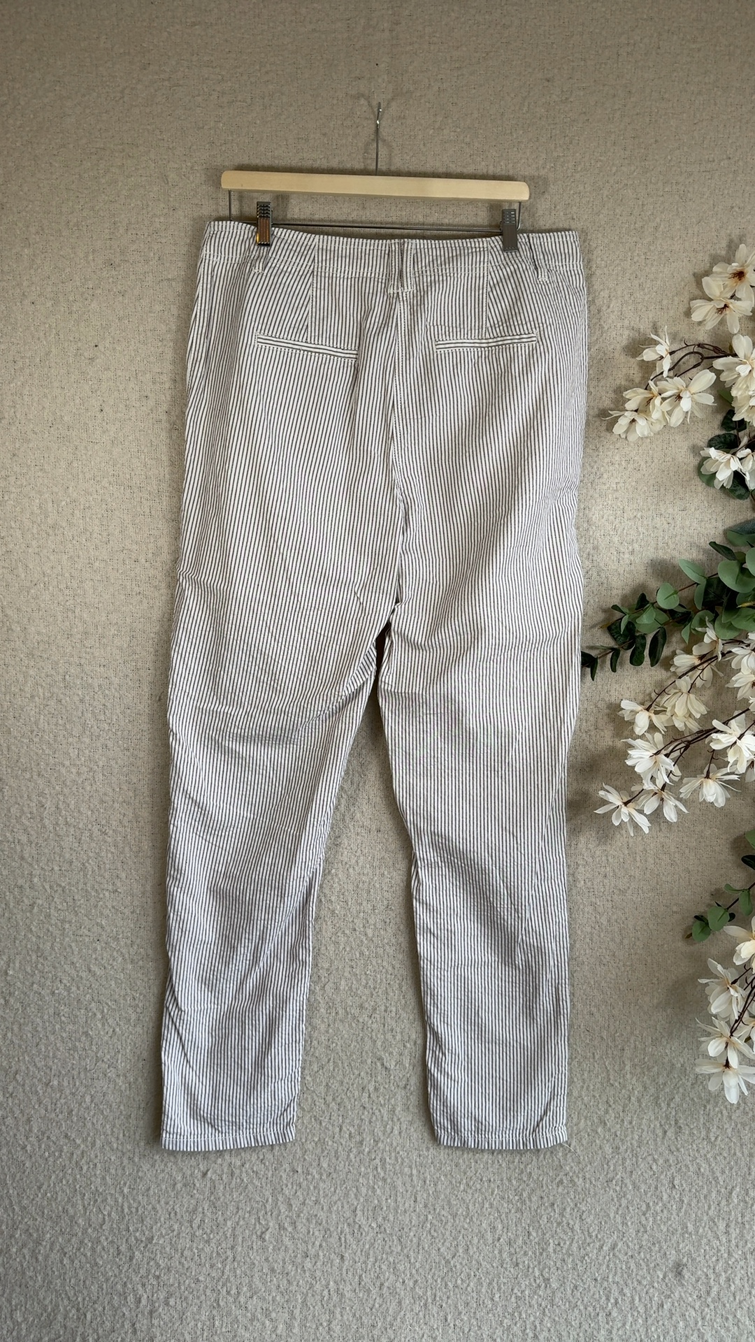 Next Brown & White Striped Trousers 16XL Comfortable Casual Style Size UK 16XL image 5