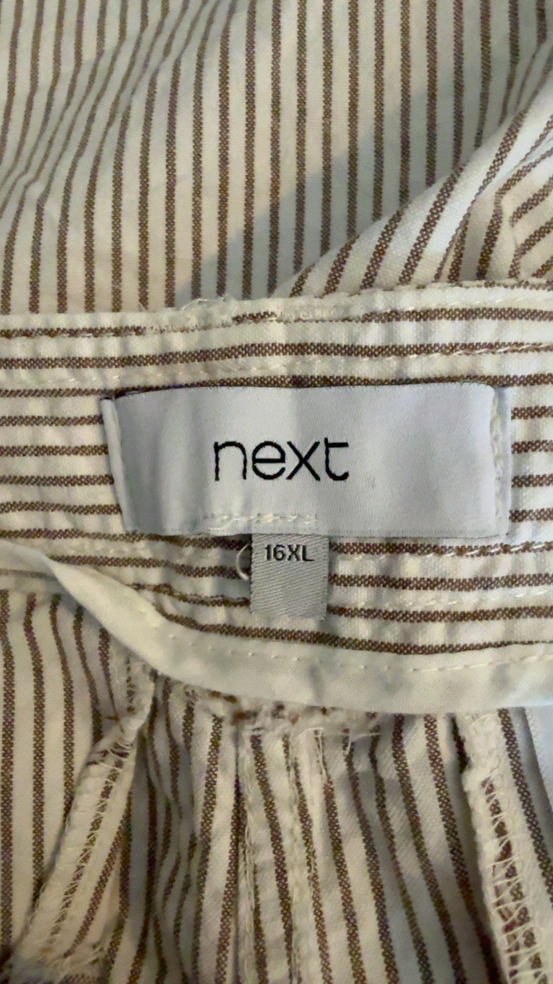 Next Brown & White Striped Trousers 16XL Comfortable Casual Style Size UK 16XL image 4