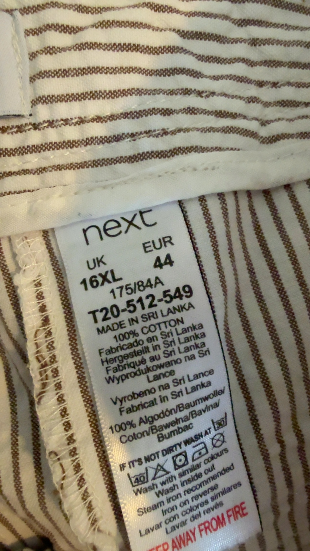 Next Brown & White Striped Trousers 16XL Comfortable Casual Style Size UK 16XL image 6