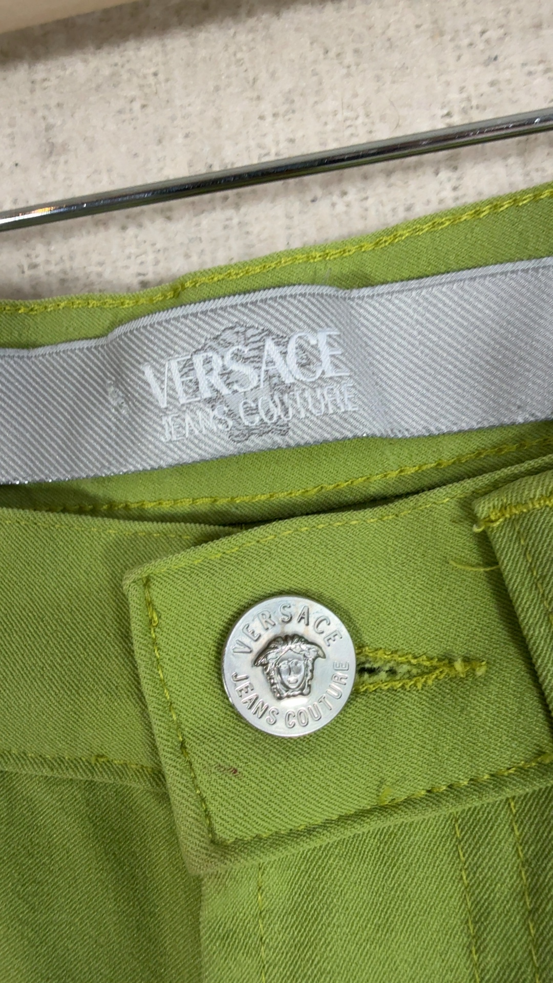 Versace Jeans Couture Lime Green Straight Leg Jeans UK 12 Stylish Design image 4