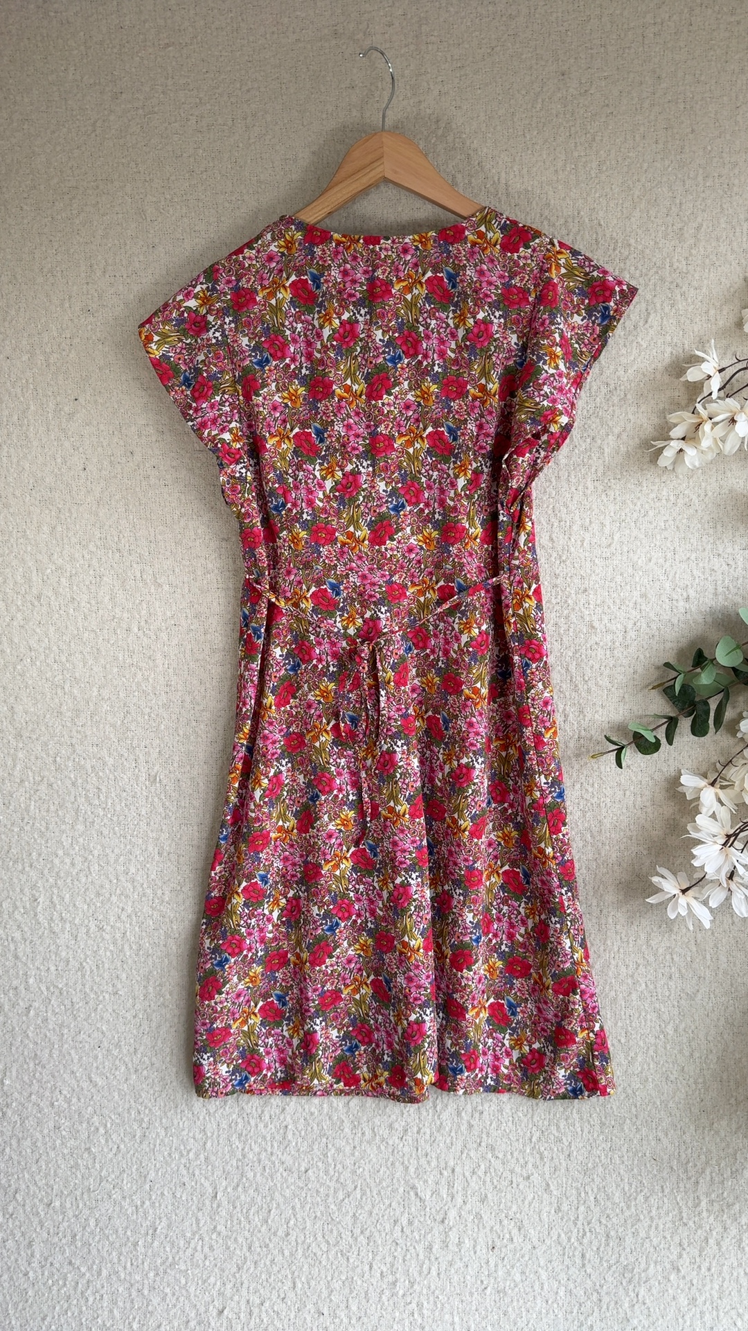 M&S Floral Print Dress UK 12 Petite V Neck Multi Colour Summer Casual image 4