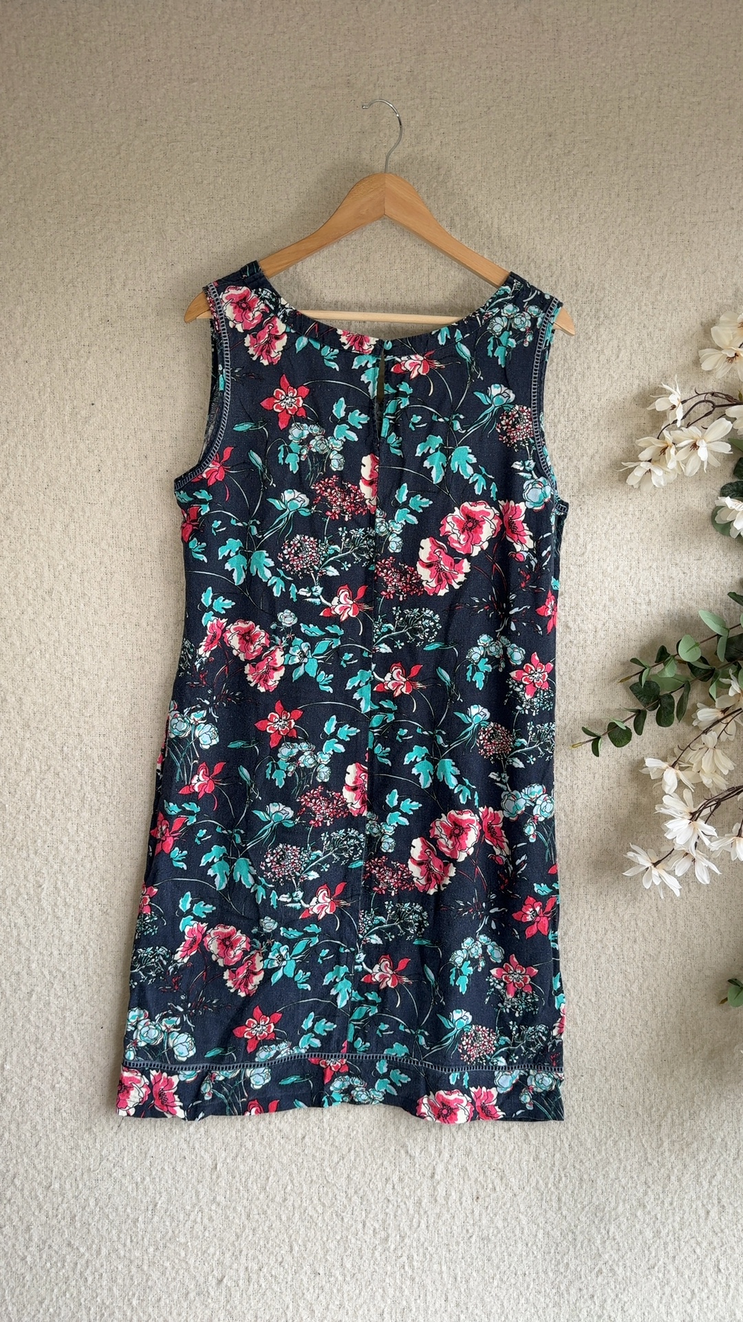 George Navy Blue Floral Sleeveless Dress UK 14 Casual Summer Midi image 5