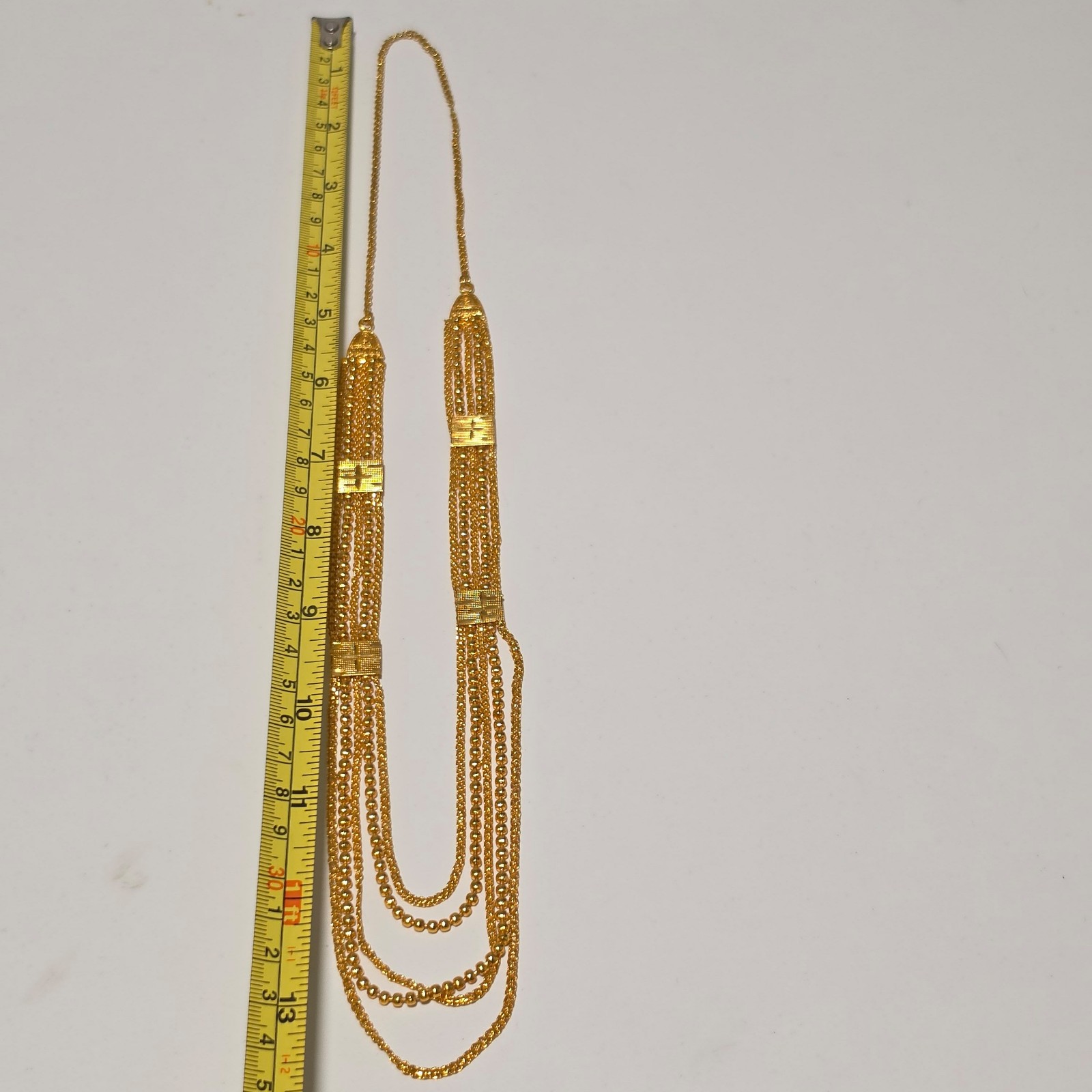 Vintage costume Gold Tone Multi-Chain Necklace .b3 image 3