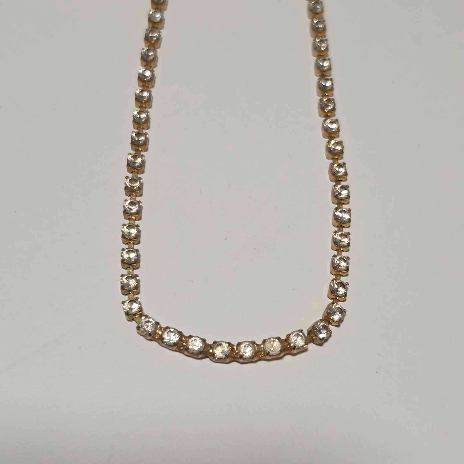 Costume Gold Tone & Clear Crystal Tennis Necklace. B3 image 2