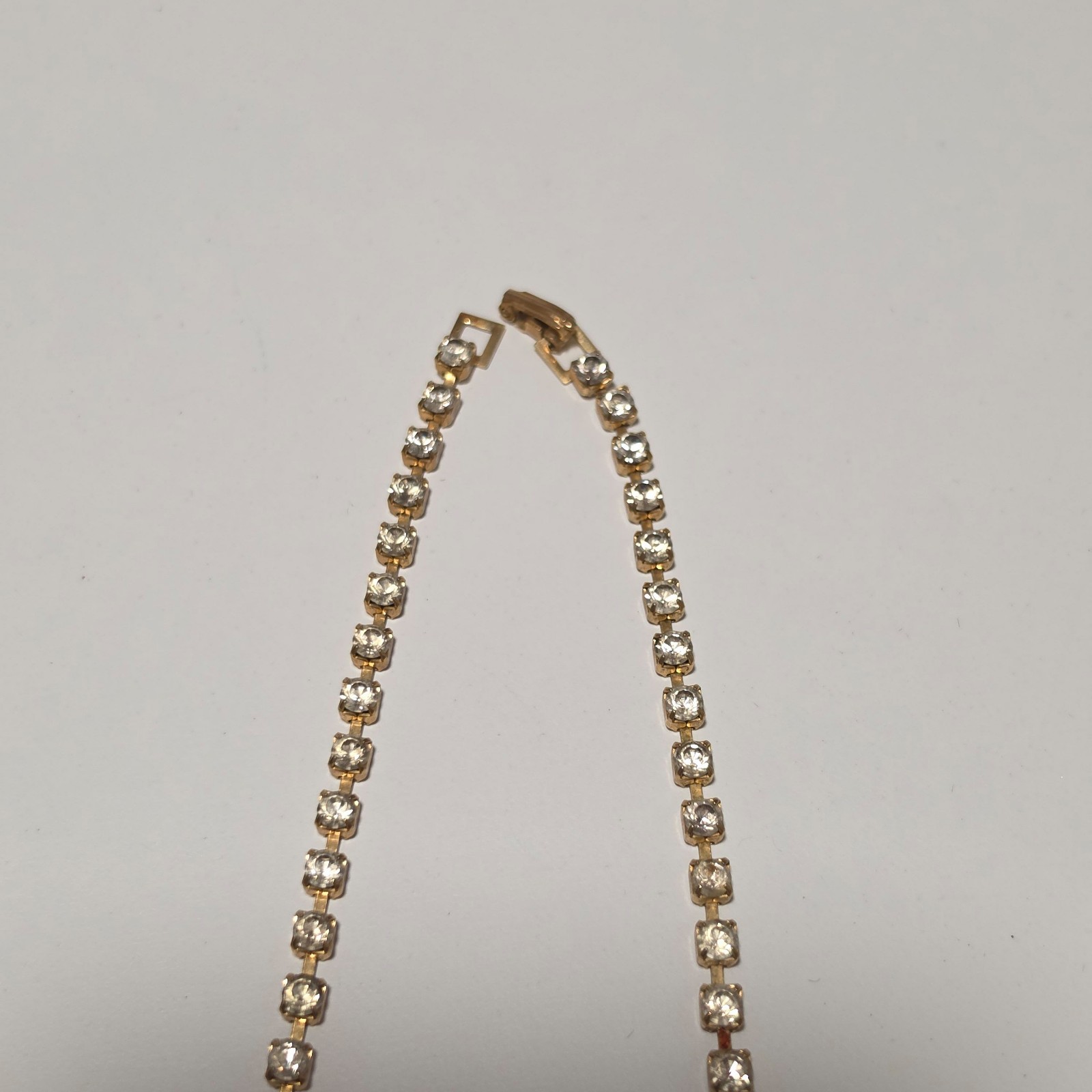 Costume Gold Tone & Clear Crystal Tennis Necklace. B3 image 3