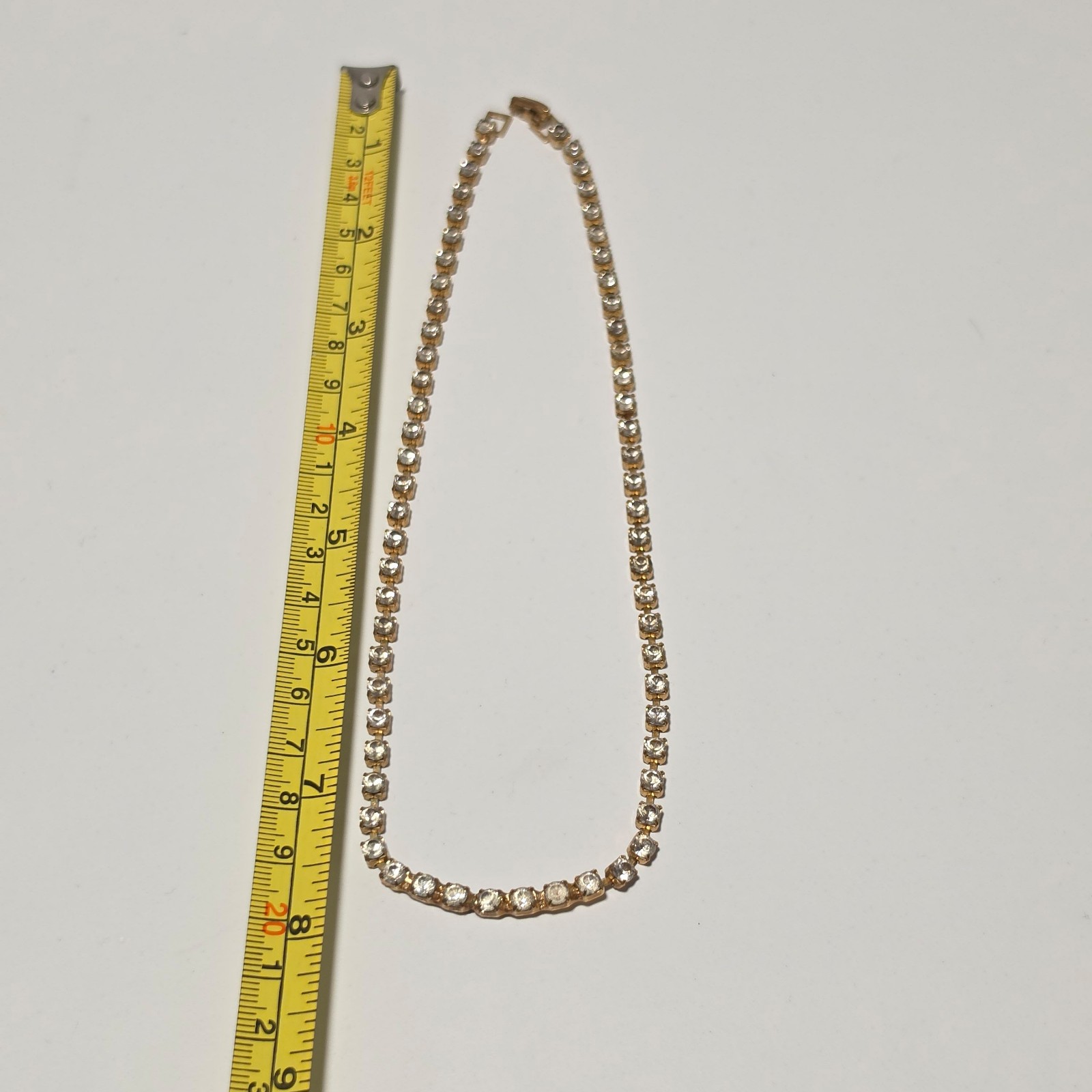 Costume Gold Tone & Clear Crystal Tennis Necklace. B3 image 4