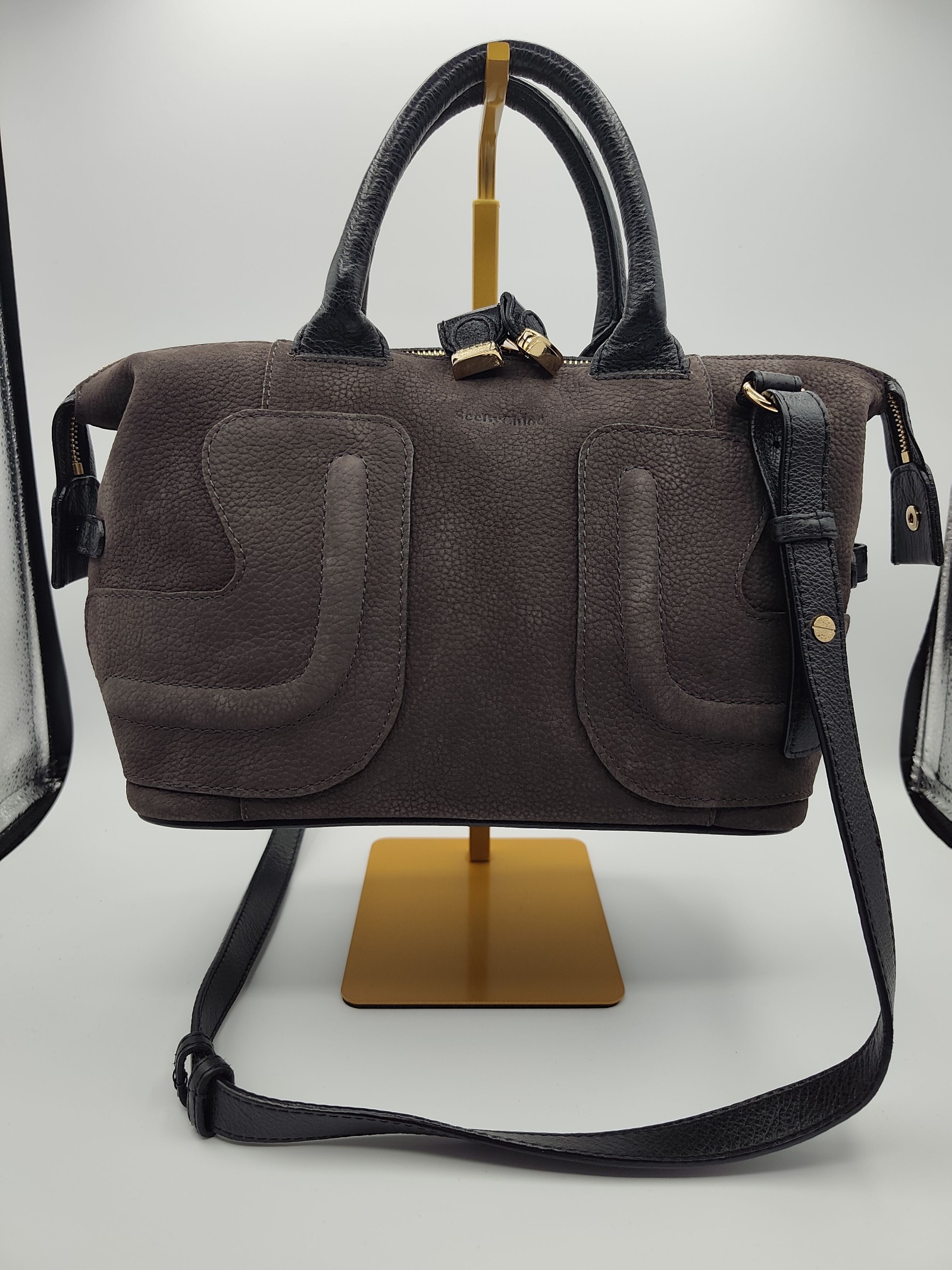 See By Chloe Brown & Black Leather Satchel Handbag Other