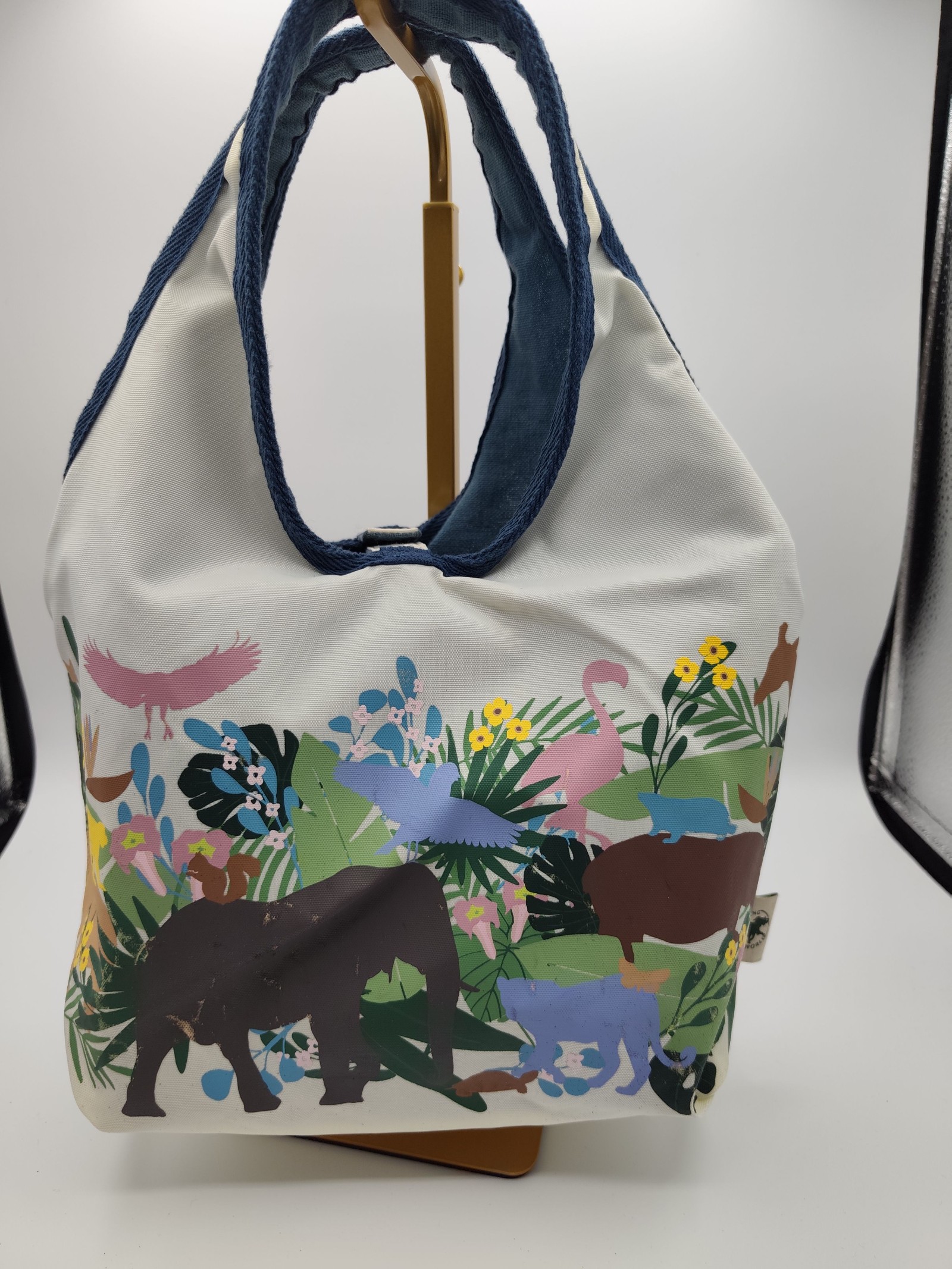 Hunting World Blue Cotton Canvas Conservation Elephant Tote Bag with Animal Print image 6