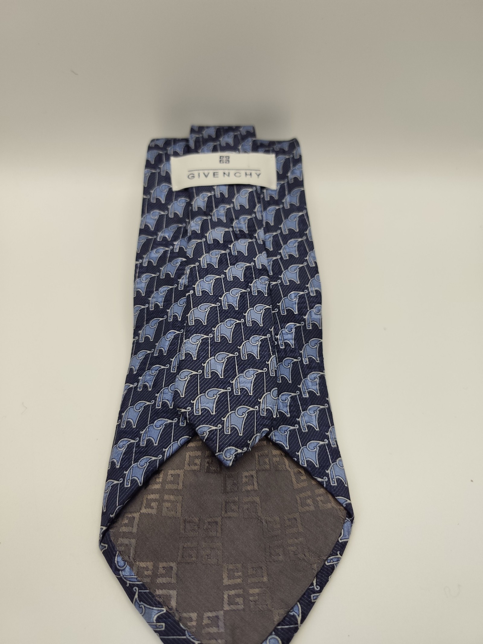Givenchy Blue Elephant Print Silk Tie