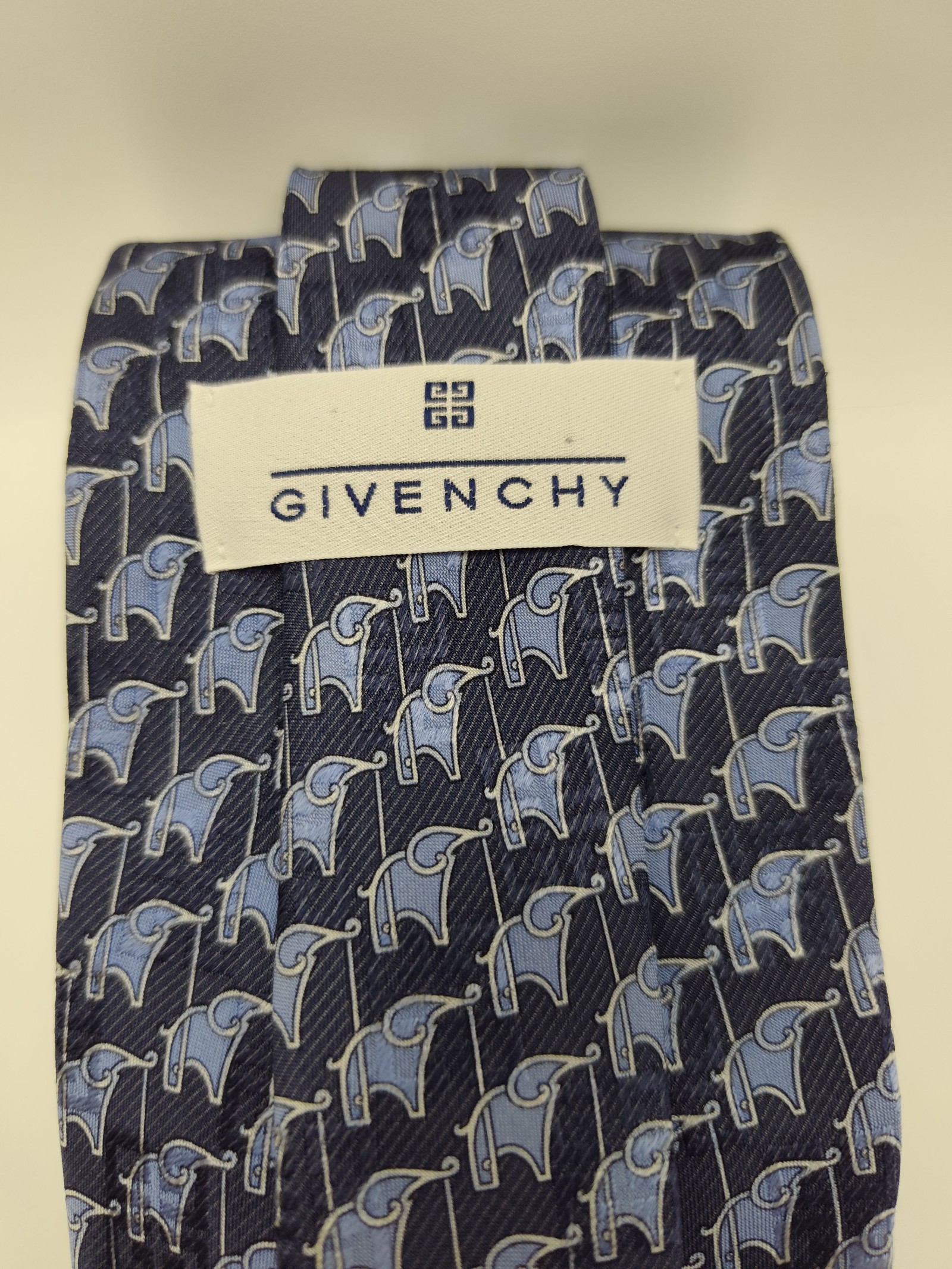 Givenchy Blue Elephant Print Silk Tie image 2