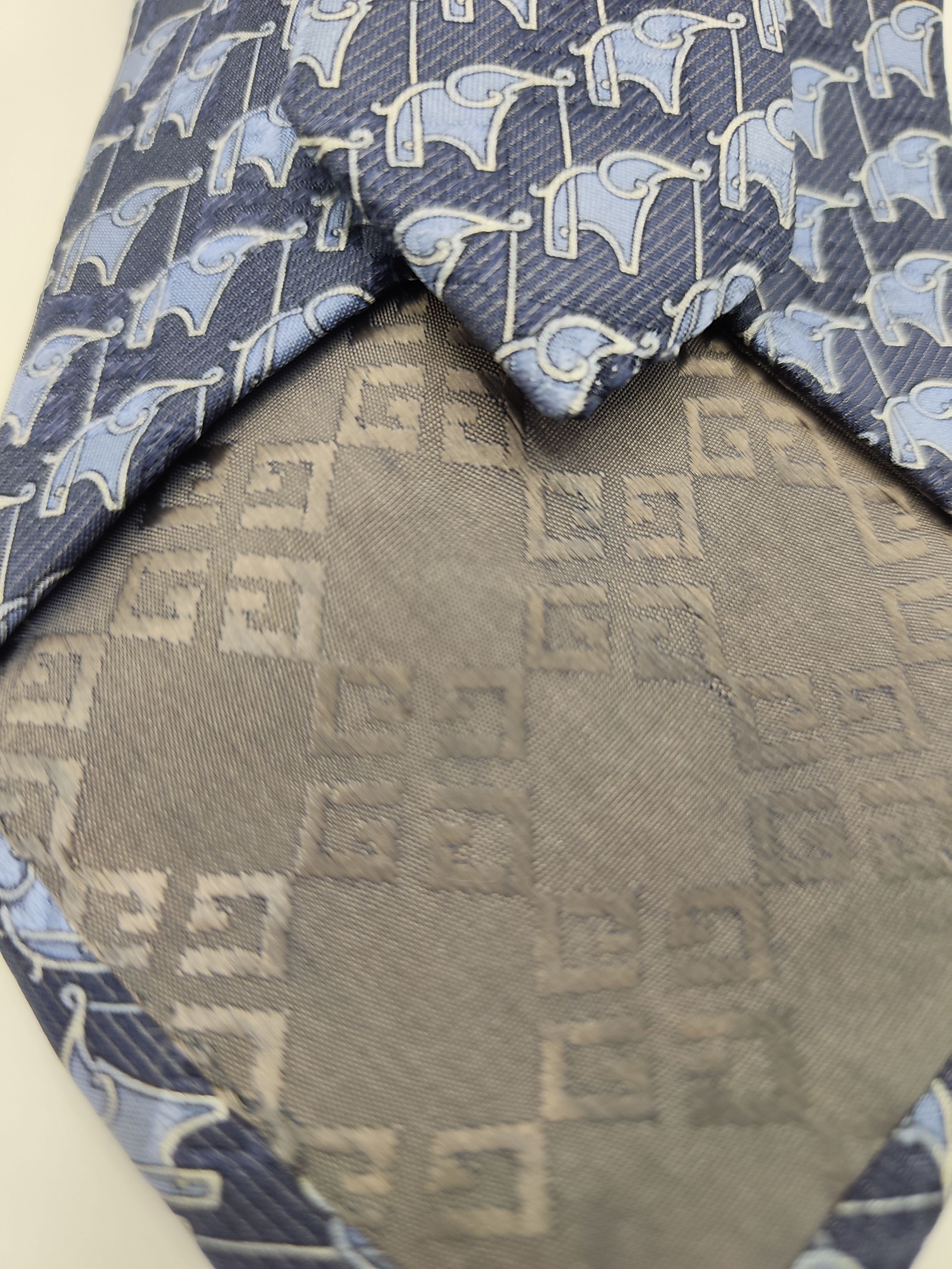 Givenchy Blue Elephant Print Silk Tie image 3