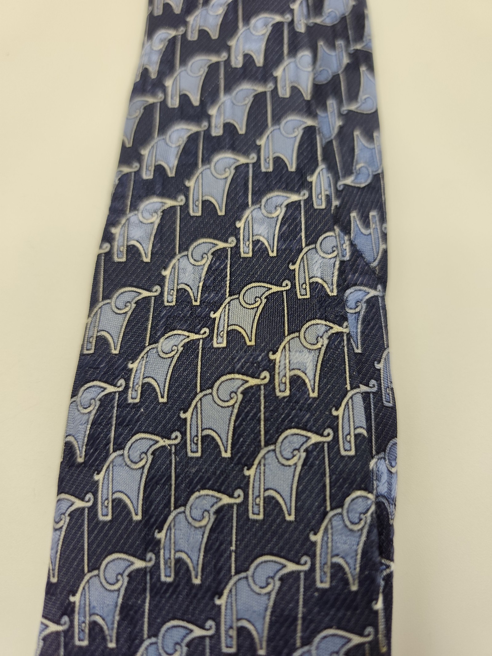 Givenchy Blue Elephant Print Silk Tie image 6