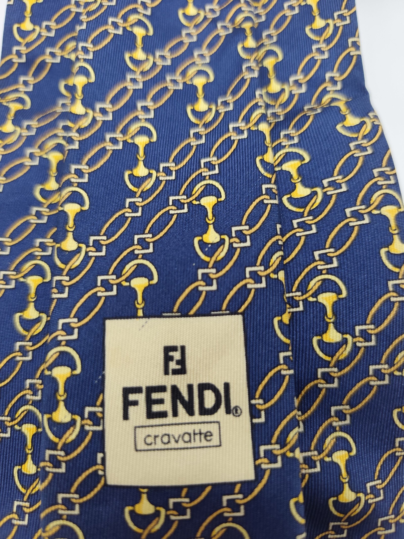 Fendi Blue & Yellow Silk Patterned Tie Other Size image 2