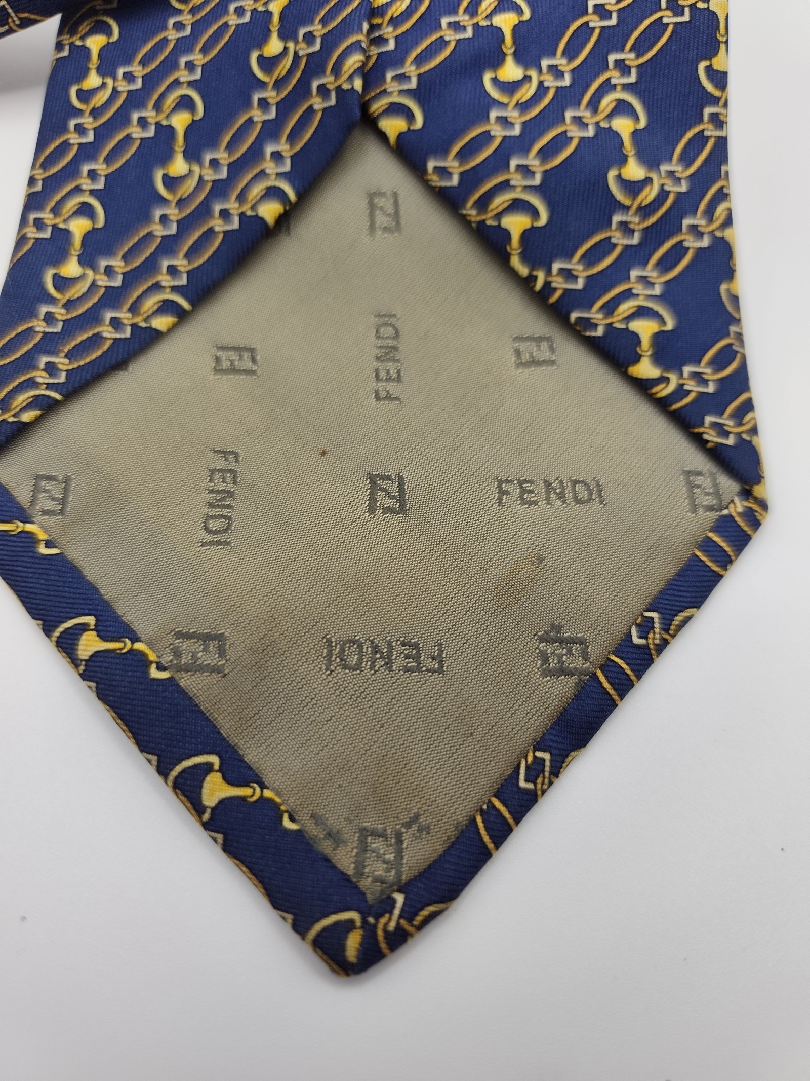 Fendi Blue & Yellow Silk Patterned Tie Other Size image 3