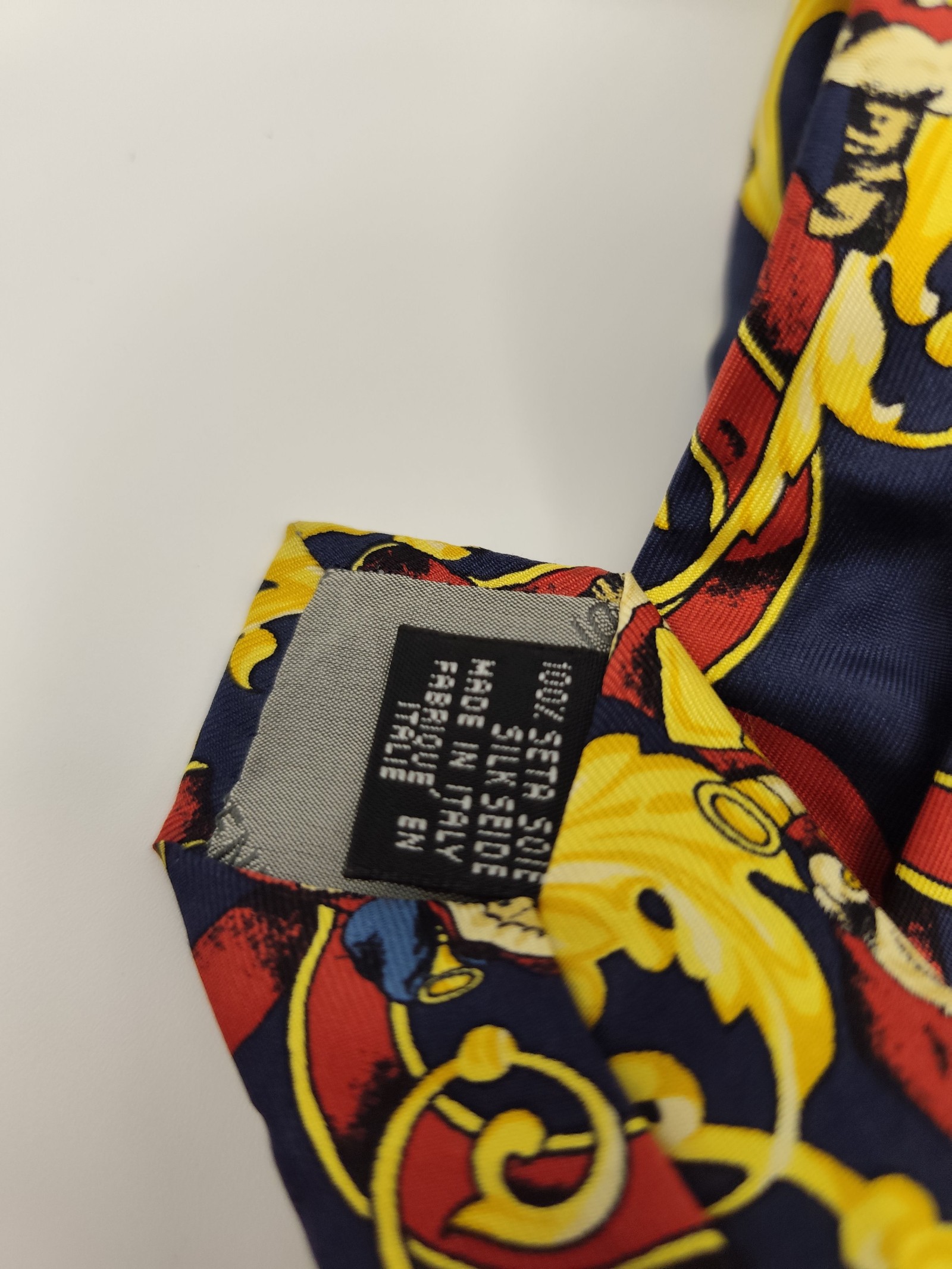 Fendi Navy, Yellow & Red Santa Print Silk Tie One Size image 5