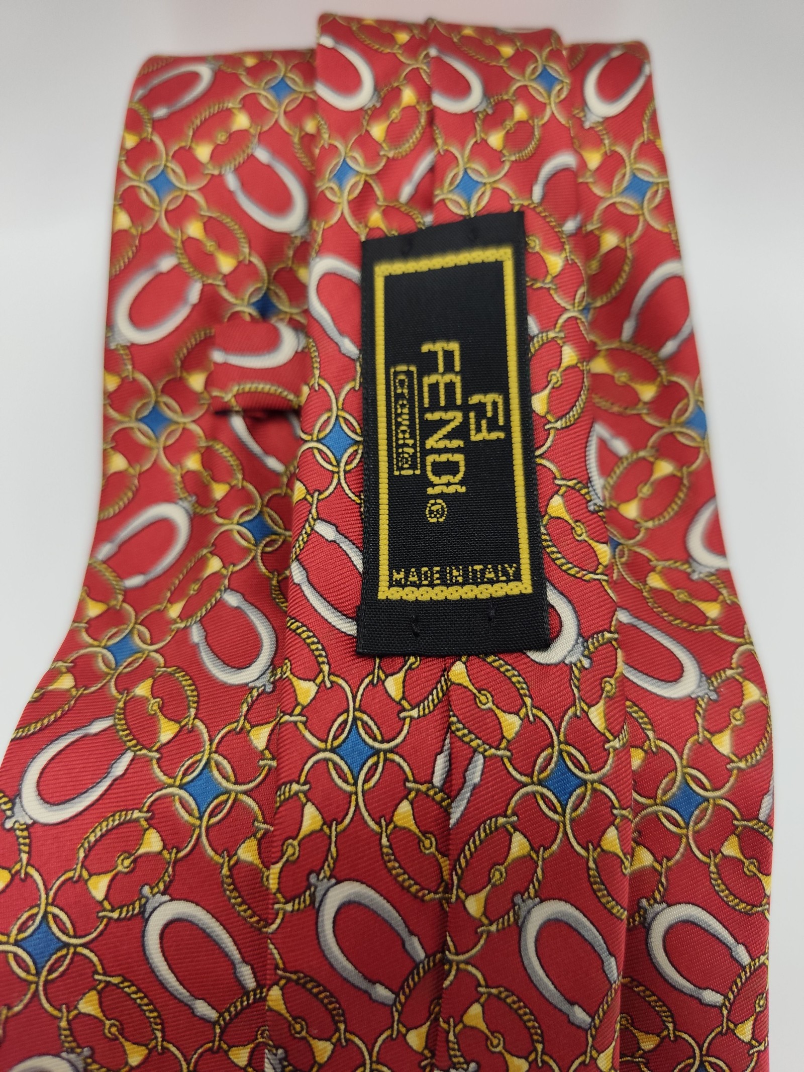 Fendi Red Patterned Silk Tie Men image 3