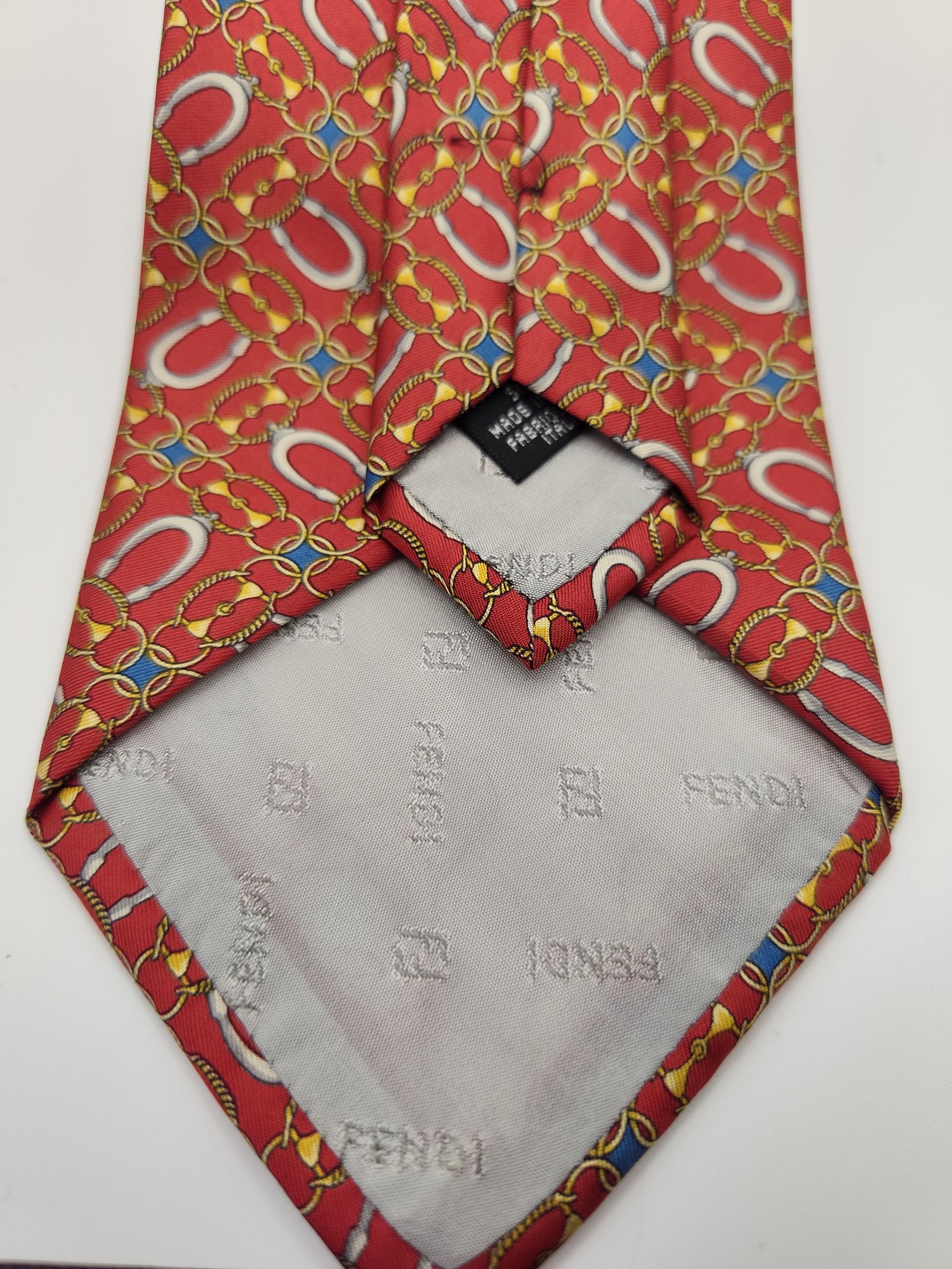 Fendi Red Patterned Silk Tie Men image 4