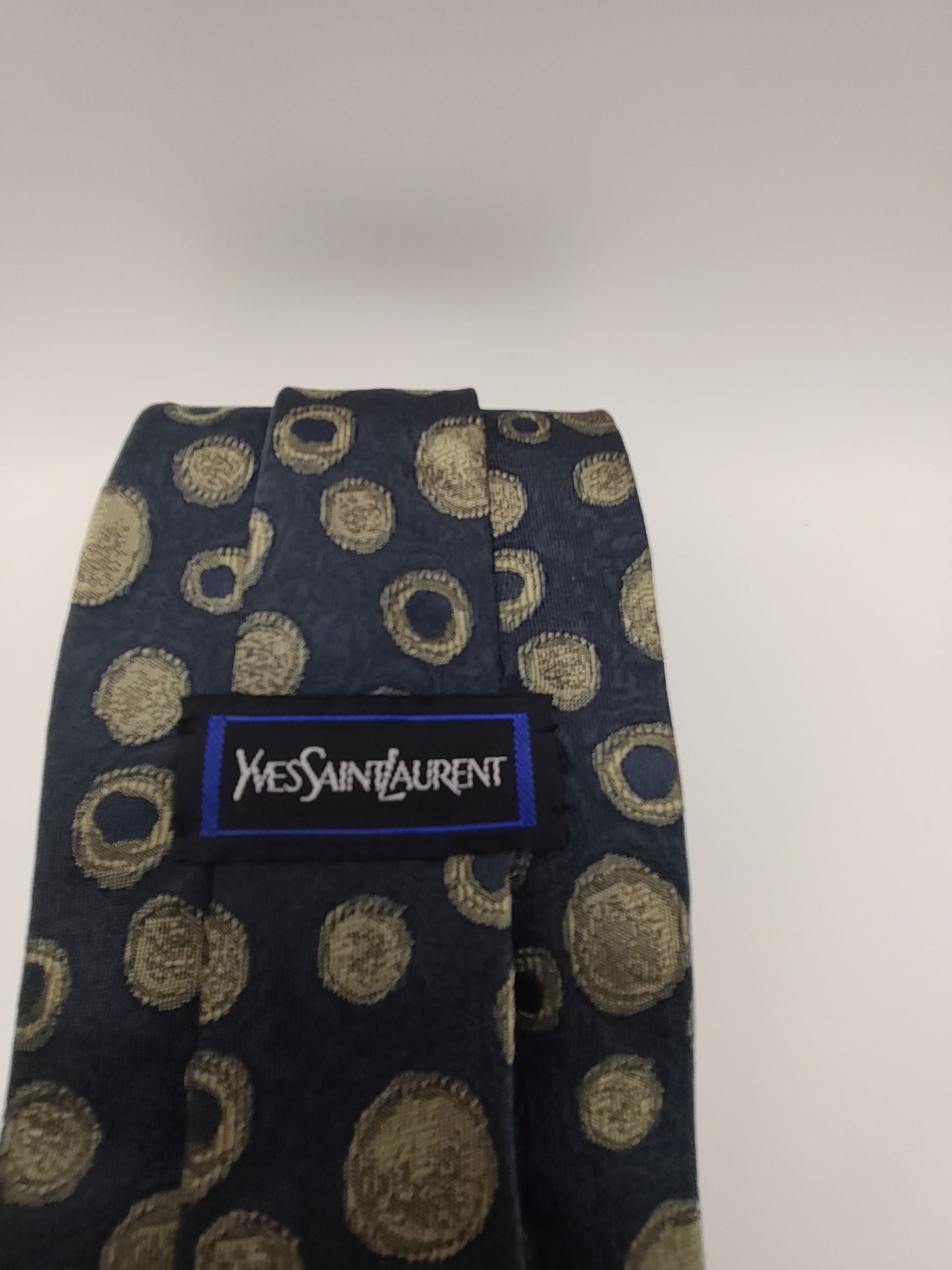 Yves Saint Laurent Navy & Beige Polka Dot Silk Tie Other image 3