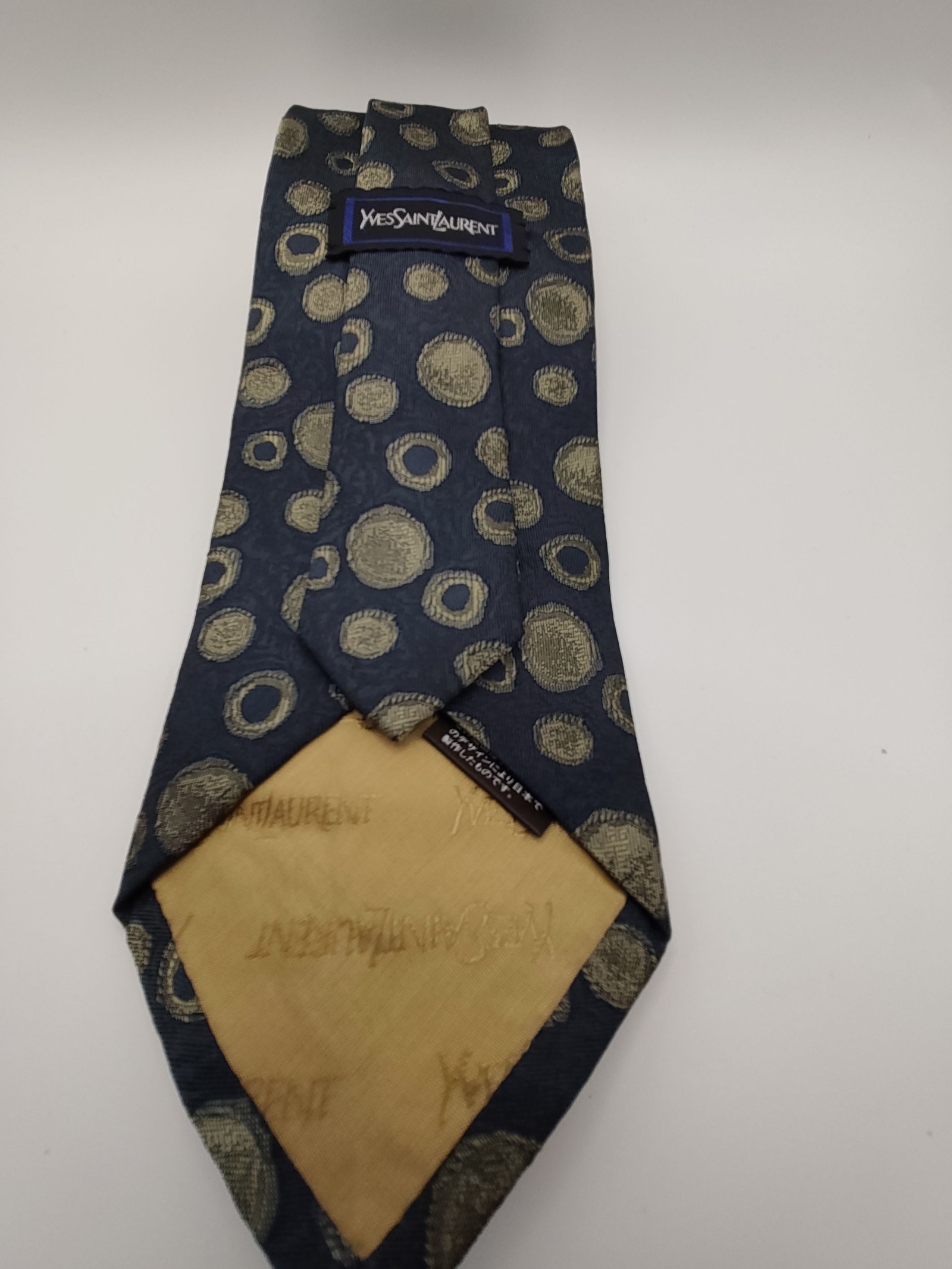 Yves Saint Laurent Navy & Beige Polka Dot Silk Tie Other image 5