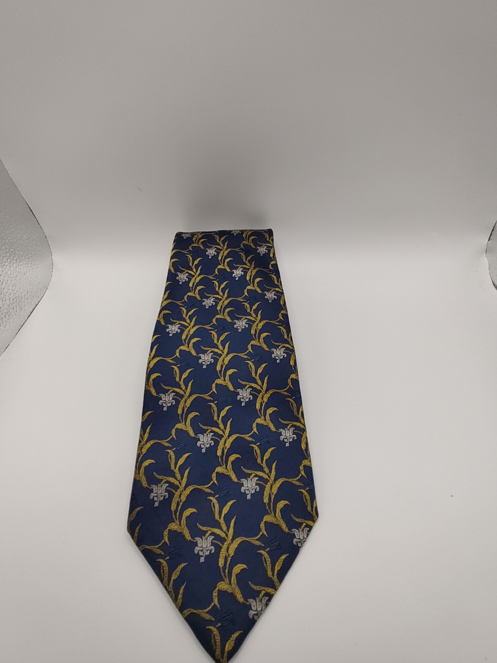 Yves Saint Laurent Blue, Yellow & White Silk Necktie image 3