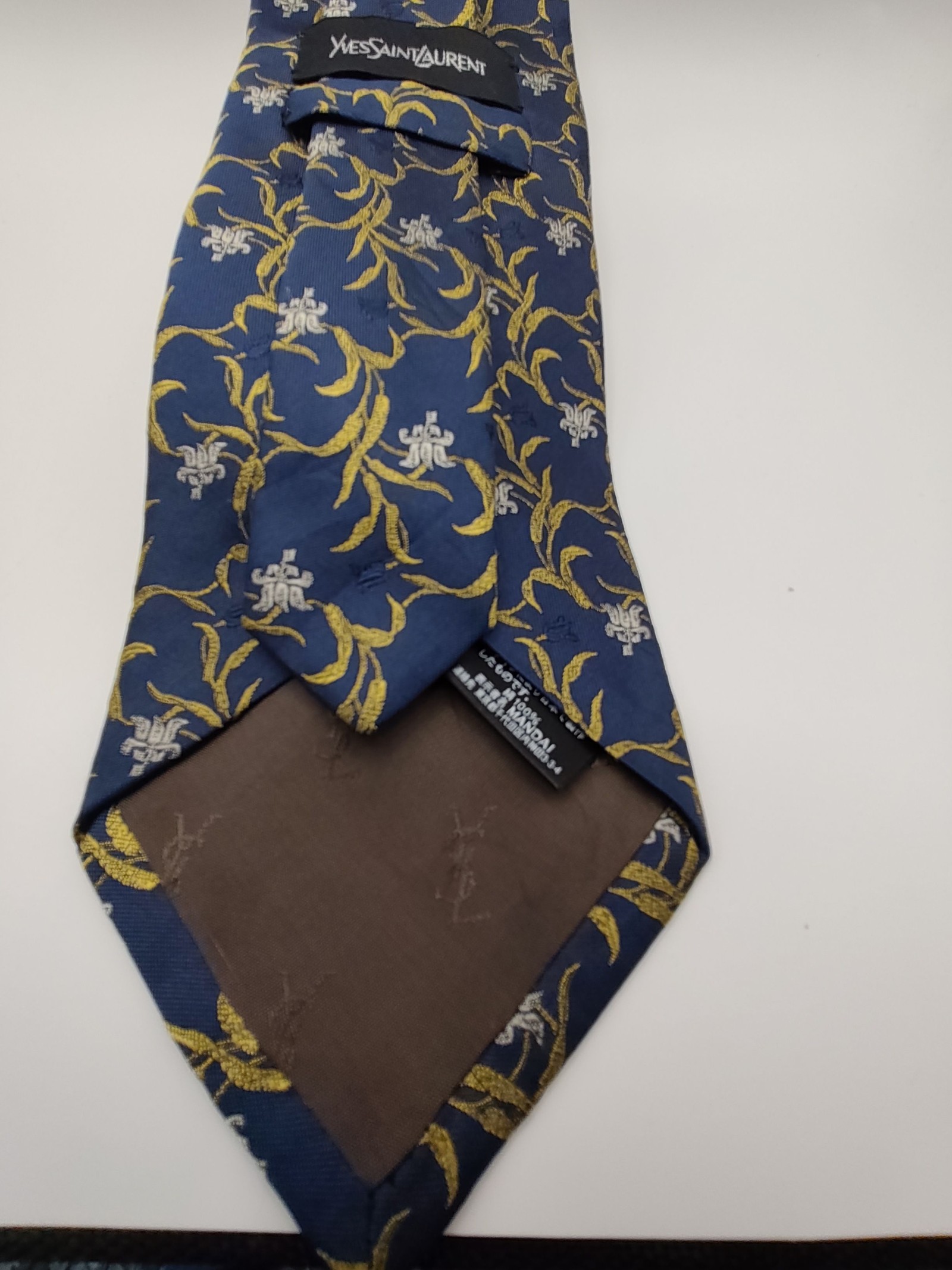 Yves Saint Laurent Blue, Yellow & White Silk Necktie image 4