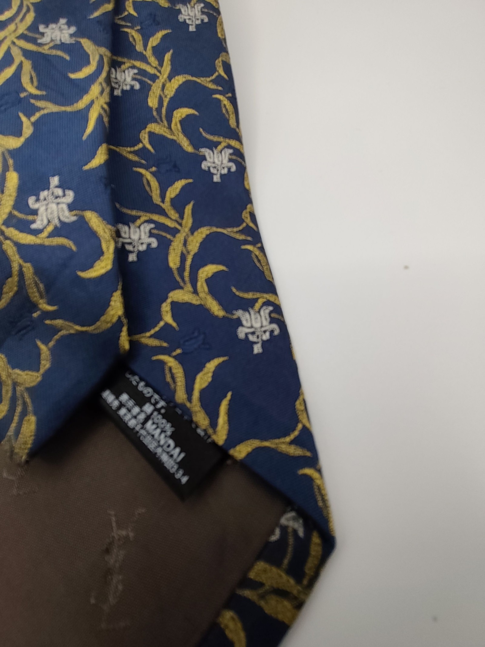 Yves Saint Laurent Blue, Yellow & White Silk Necktie image 5