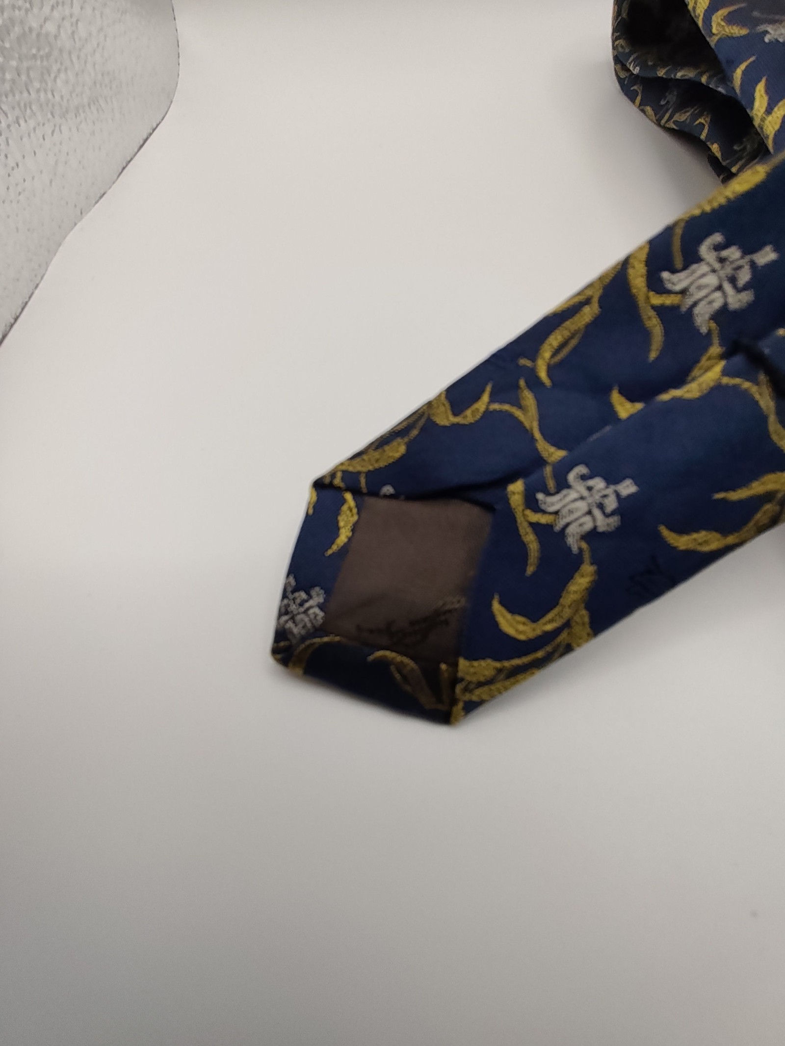 Yves Saint Laurent Blue, Yellow & White Silk Necktie image 6