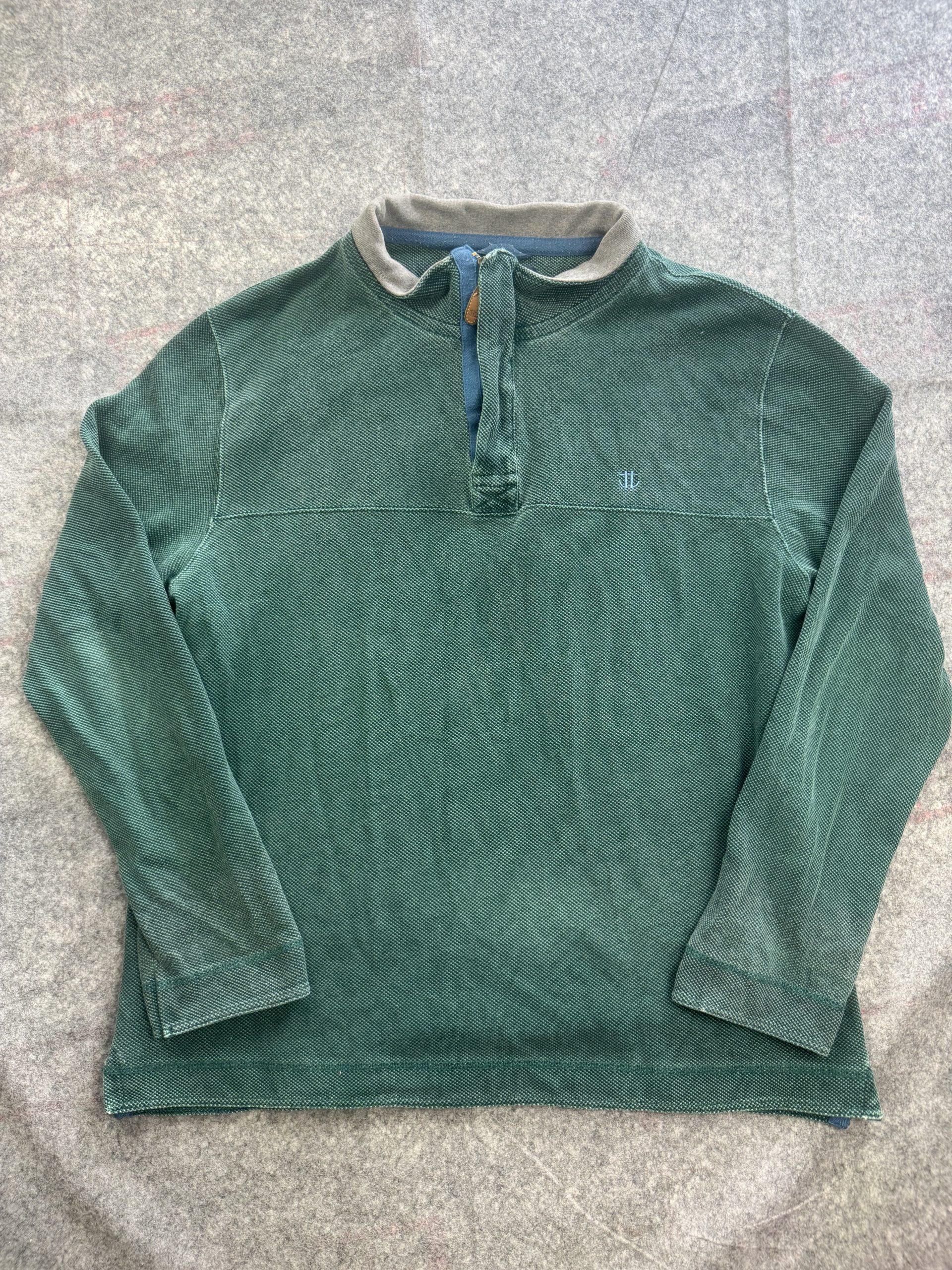 Joseph Turner Green Textured Cotton Rugby Shirt XL Anchor Logo