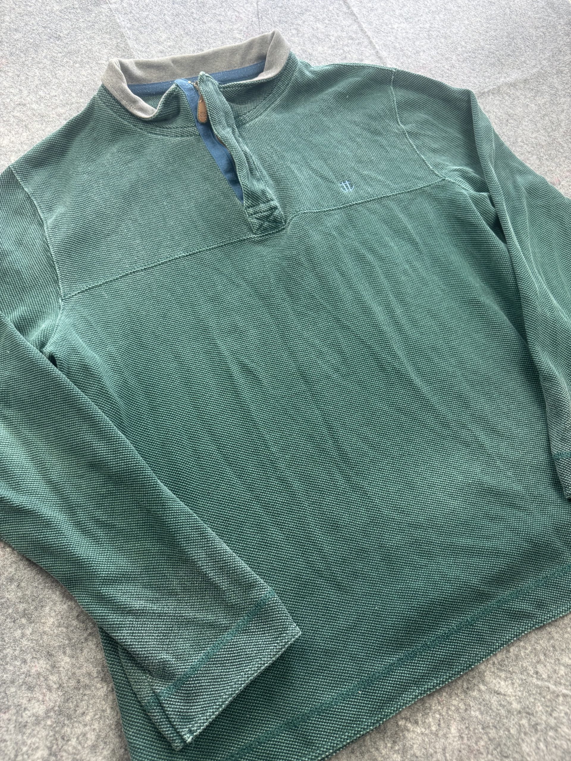 Joseph Turner Green Textured Cotton Rugby Shirt XL Anchor Logo image 2