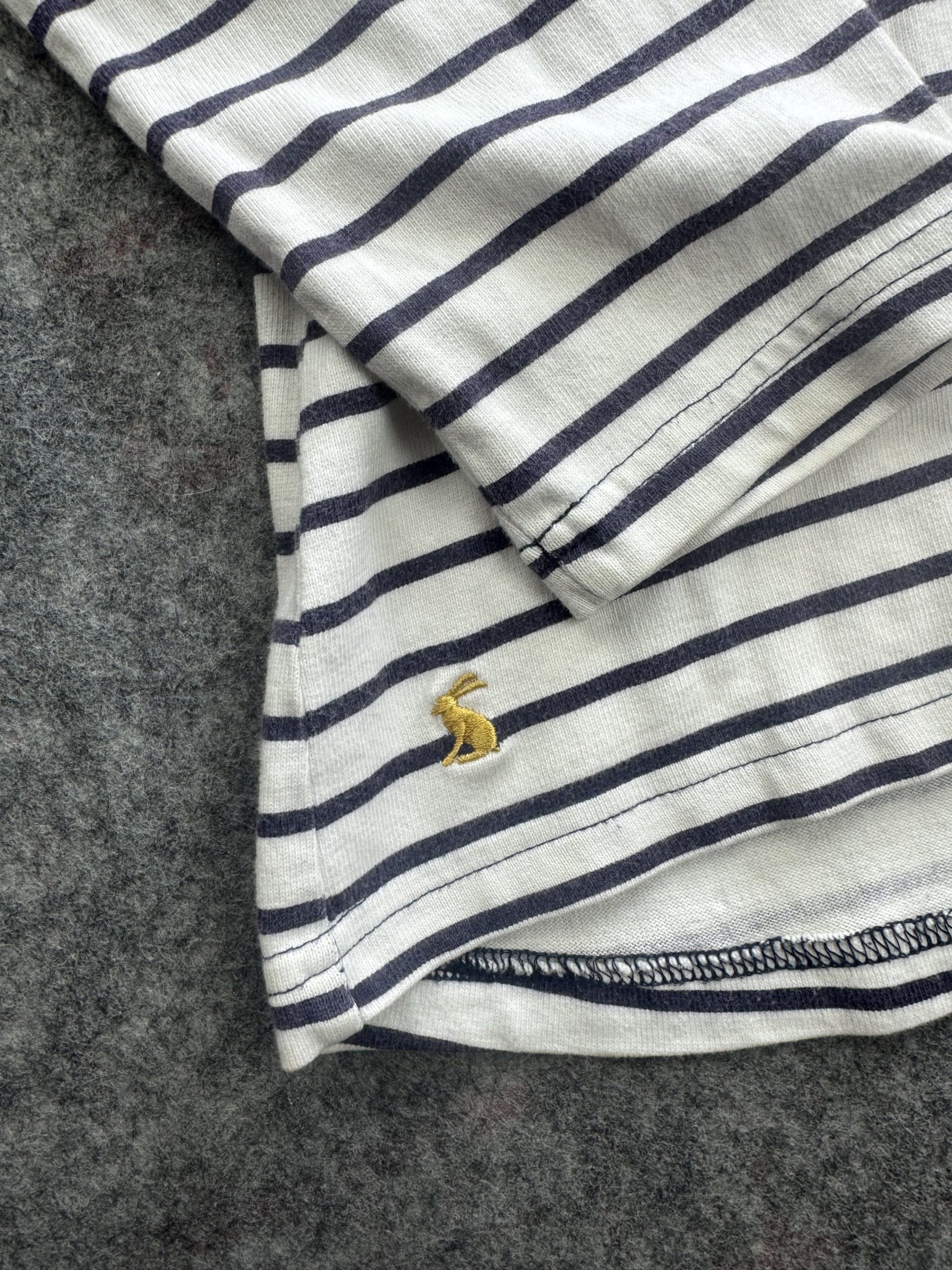 Joules Navy & White Breton Stripe Floral Top UK 14 image 3