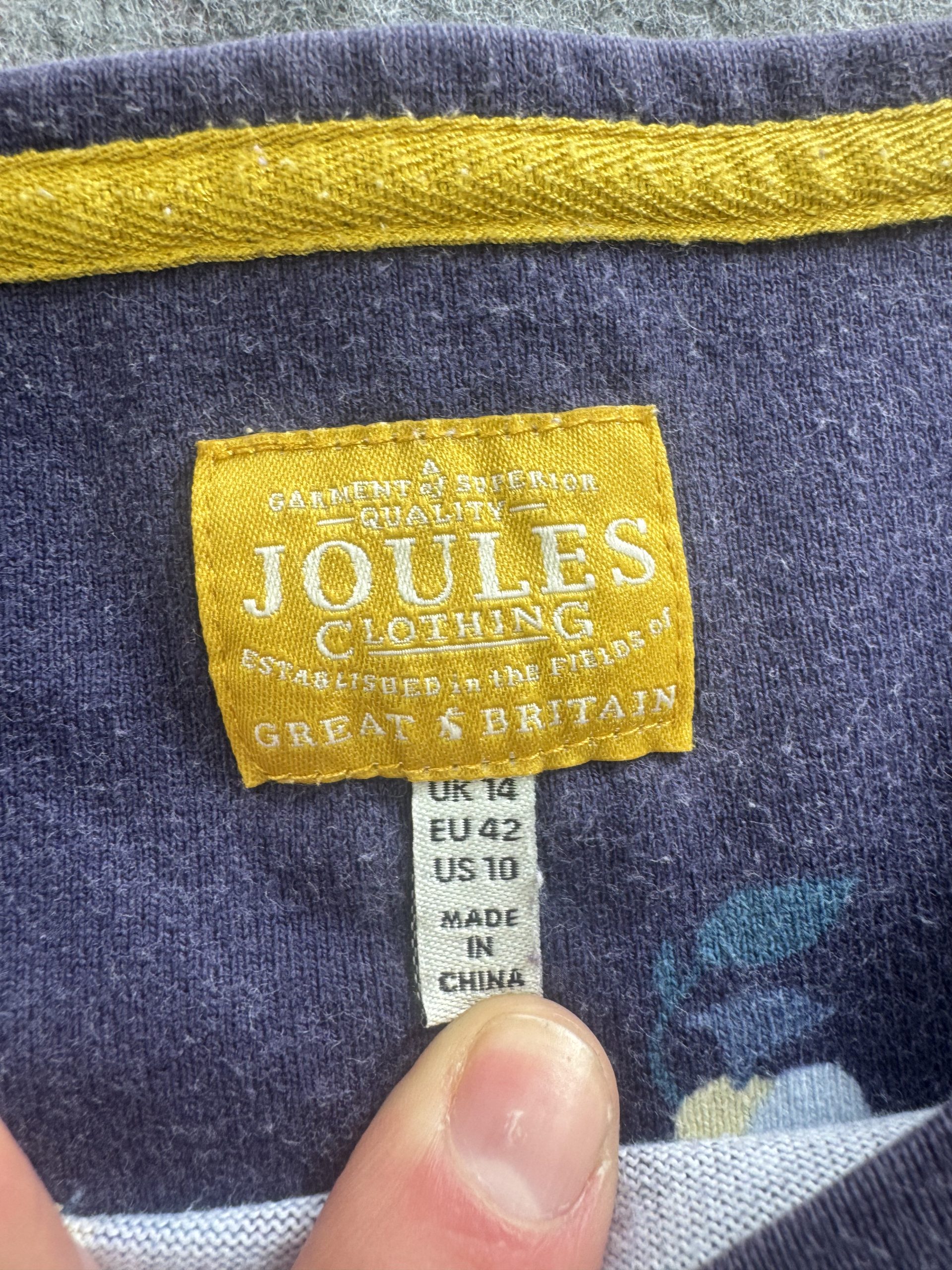 Joules Navy & White Breton Stripe Floral Top UK 14 image 4