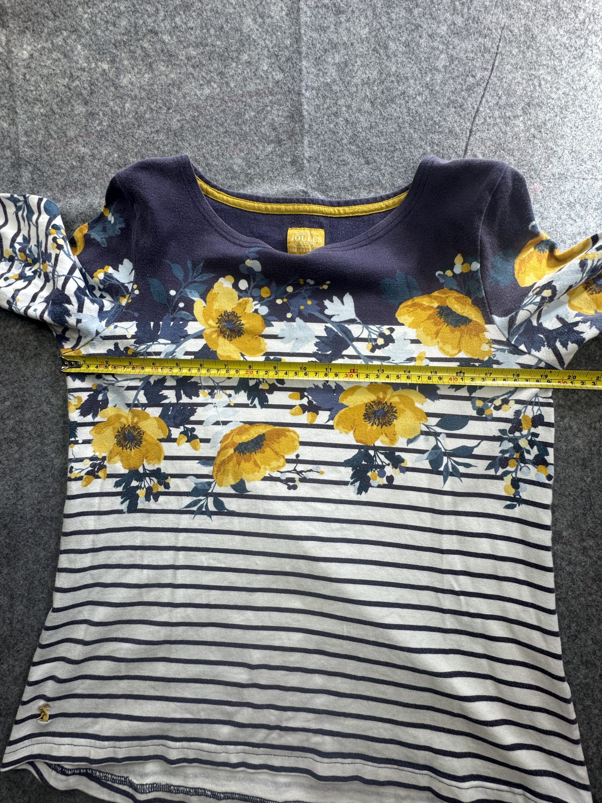 Joules Navy & White Breton Stripe Floral Top UK 14 image 6