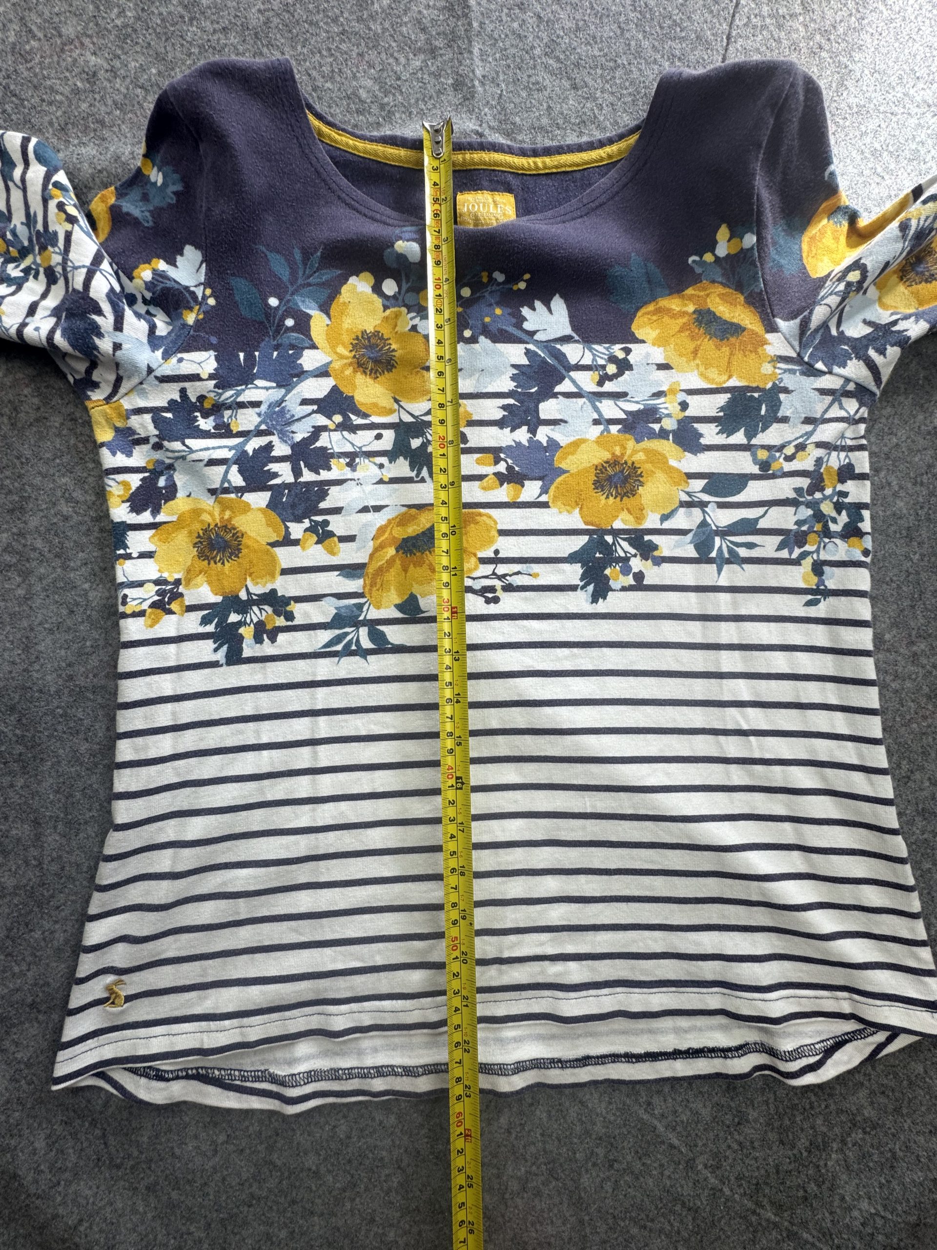 Joules Navy & White Breton Stripe Floral Top UK 14 image 7