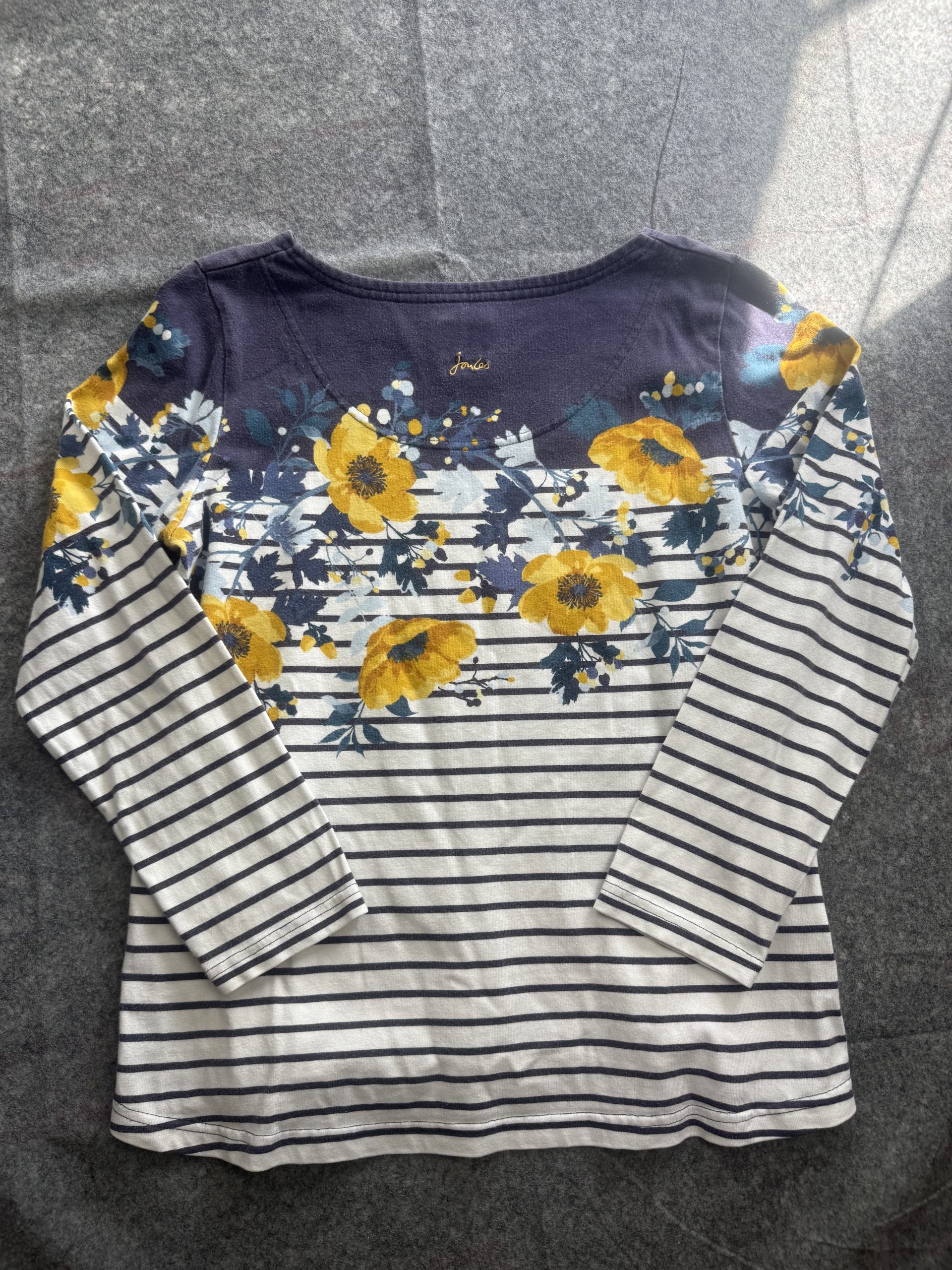 Joules Navy & White Breton Stripe Floral Top UK 14 image 8
