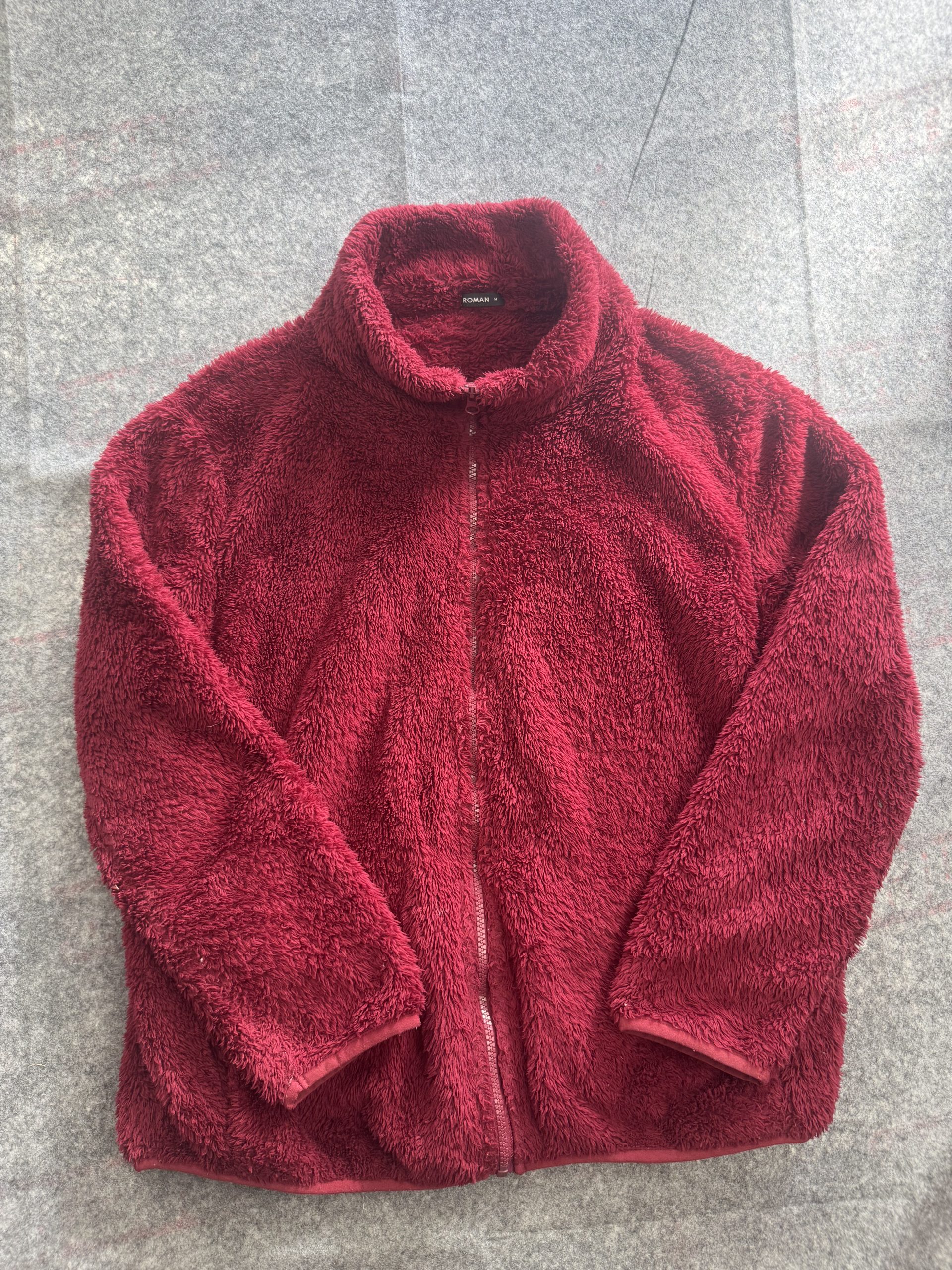 Roman Burgundy Faux-Sherpa Zip Jacket Women’s M Plush Fleece