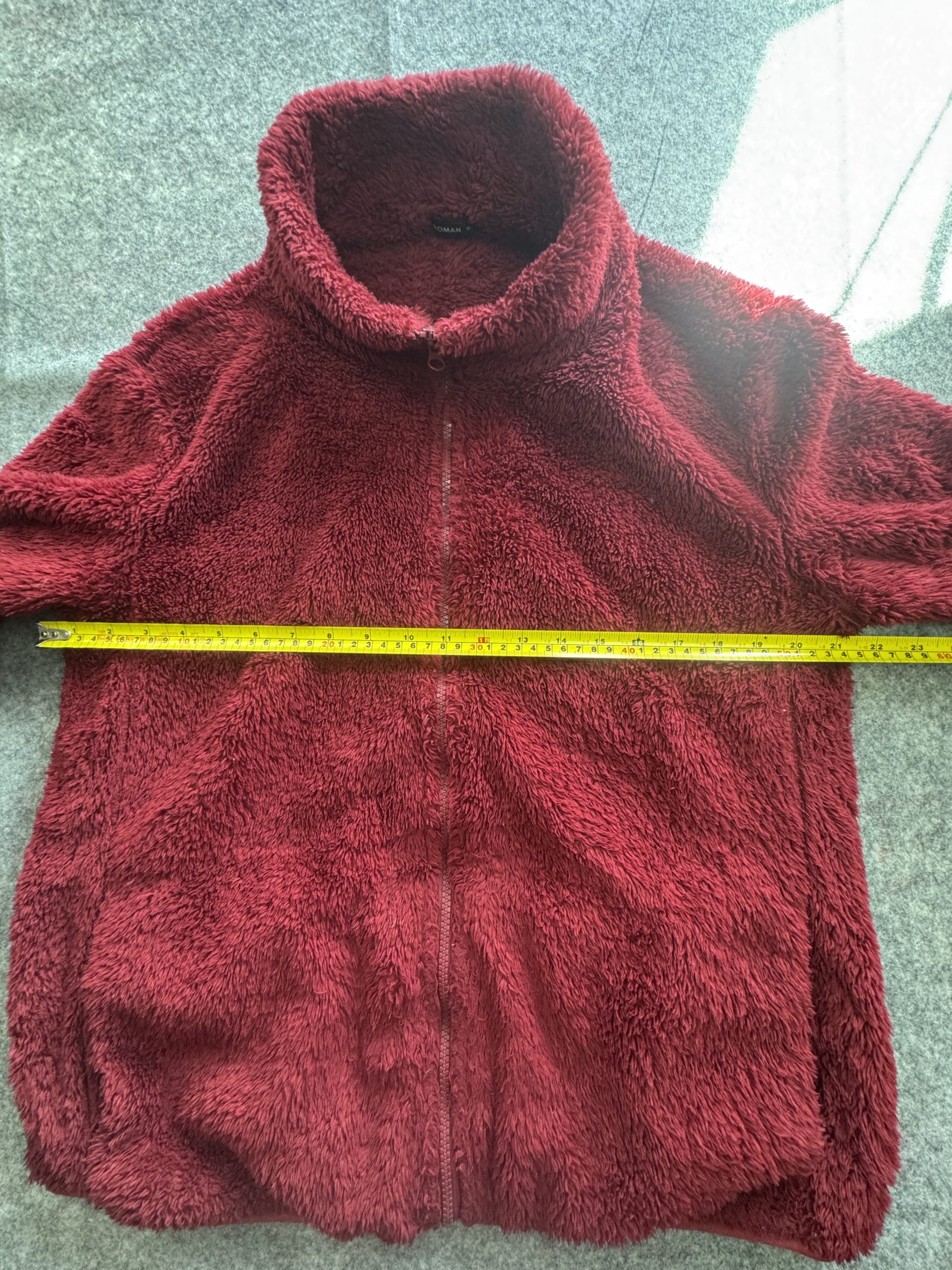 Roman Burgundy Faux-Sherpa Zip Jacket Women’s M Plush Fleece image 4