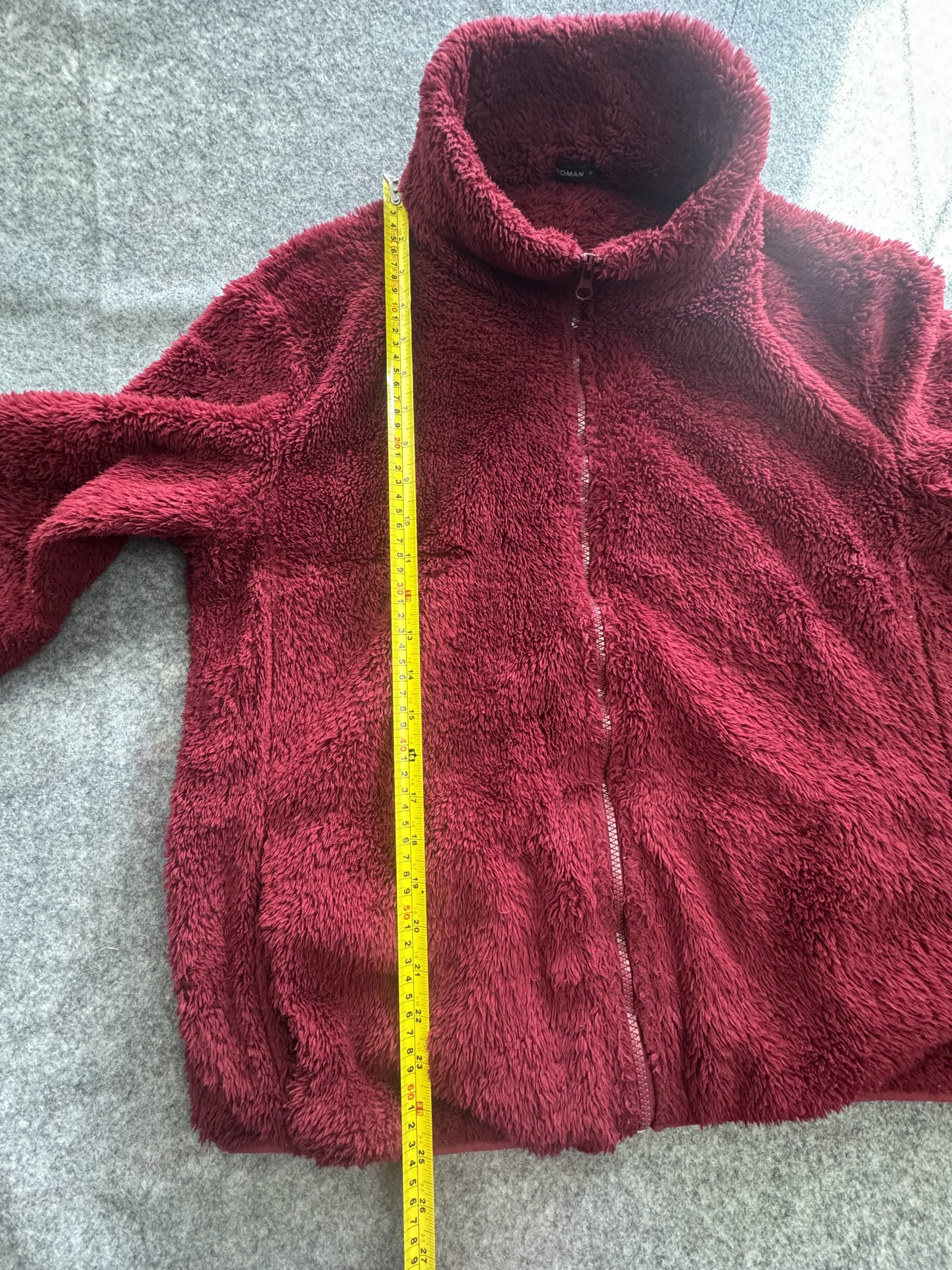 Roman Burgundy Faux-Sherpa Zip Jacket Women’s M Plush Fleece image 5